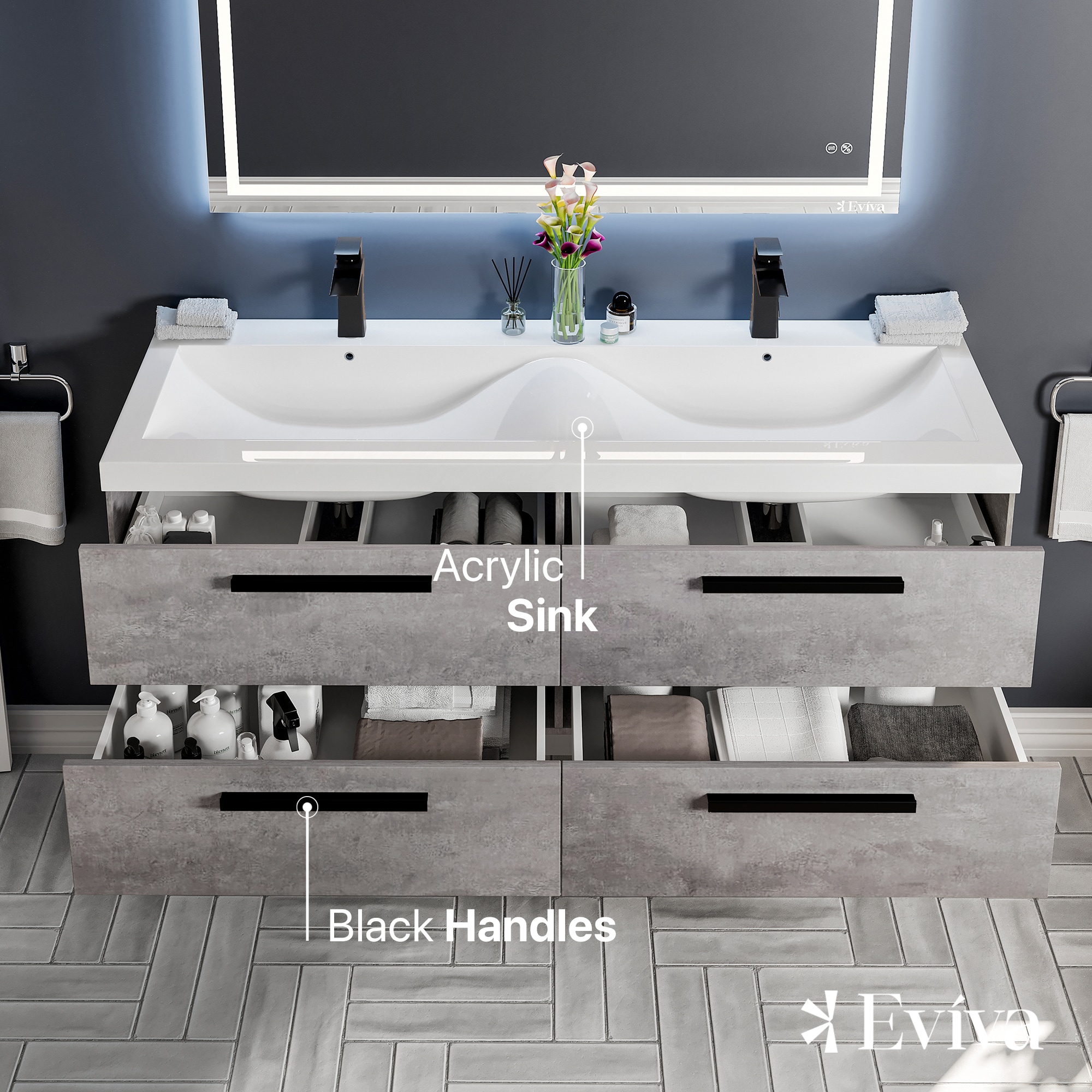 Eviva EVVN144-57CGR Bath-Vanity-Combo - View #3