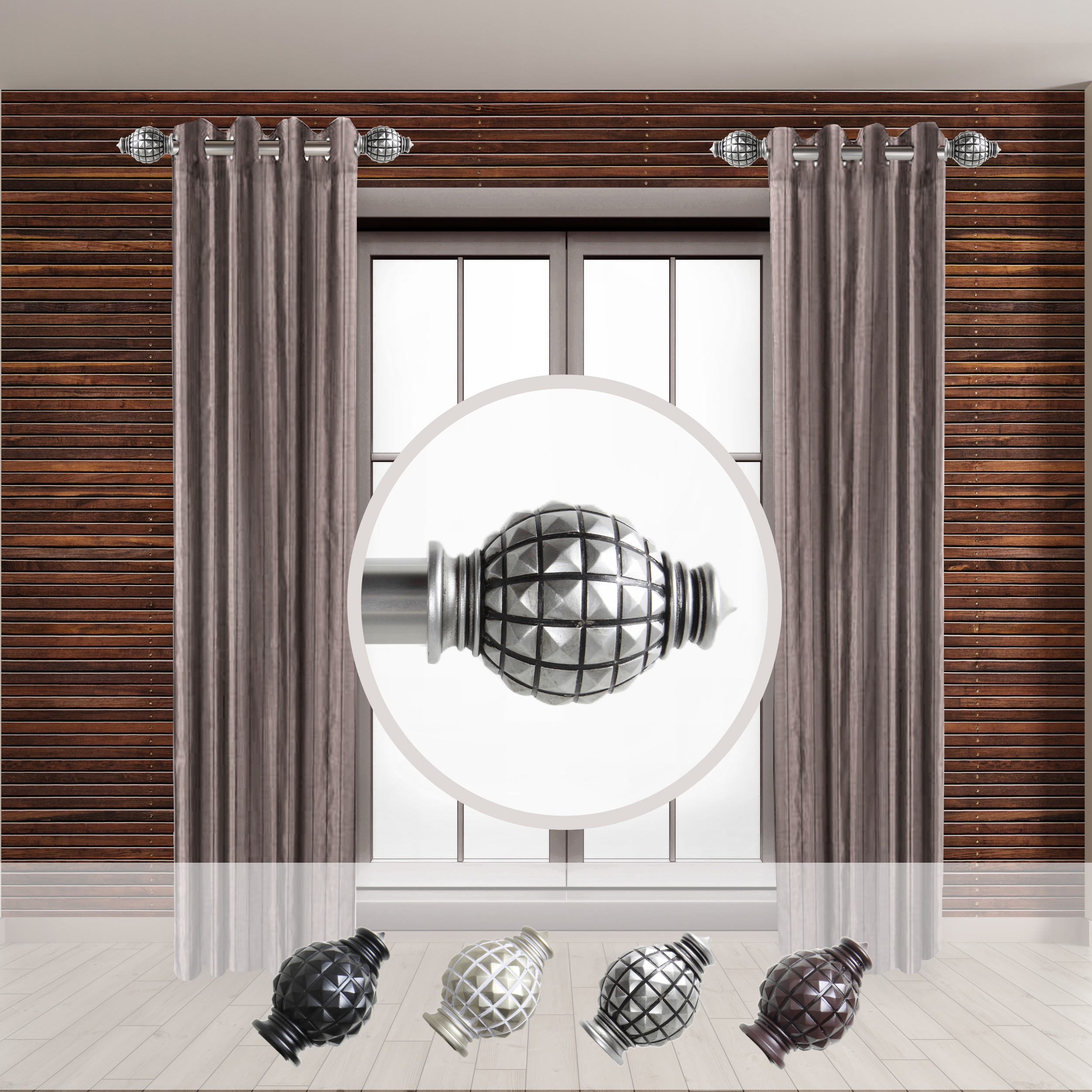 Hart & Harlow LO-SIDE100-66-5 Orlene 1-in 12-in to 20-in Satin Nickel Steel Side curtain rod with Finials