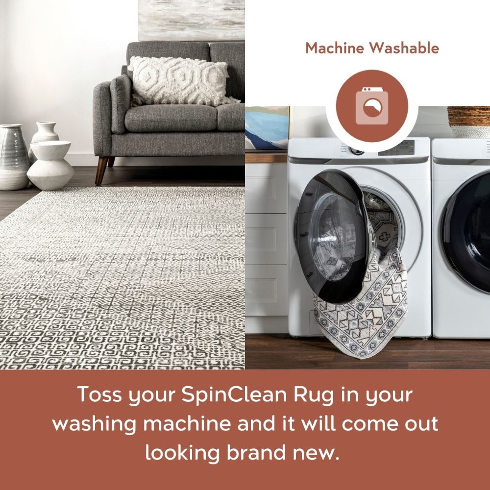 Sleek Gray Abstract Rectangular Easy-Care Rug