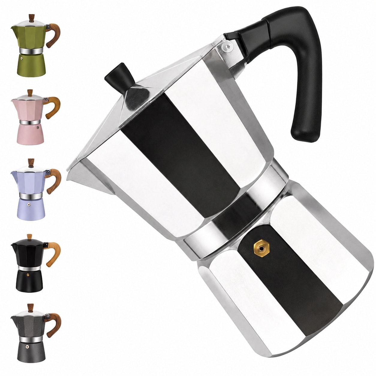 Aoibox -  2 Cup Aluminum Moka Pot Classic Stovetop Espresso Coffee Maker 100ml Silver
