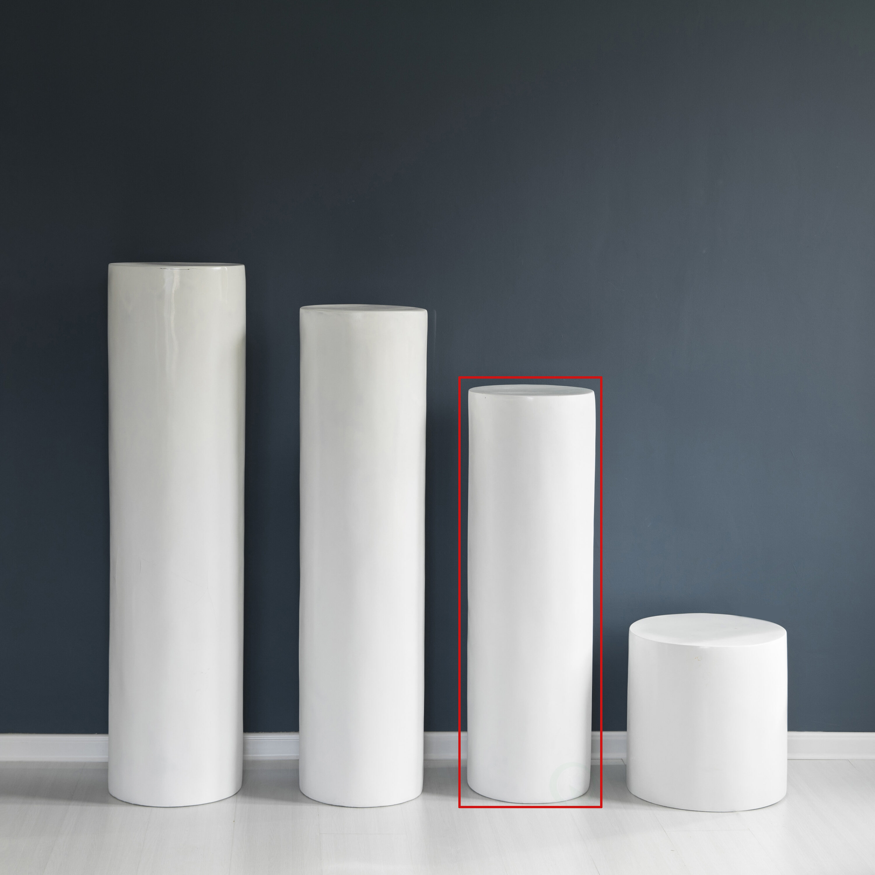 Tall White Fiberglass Cylinder Pedestal Stand