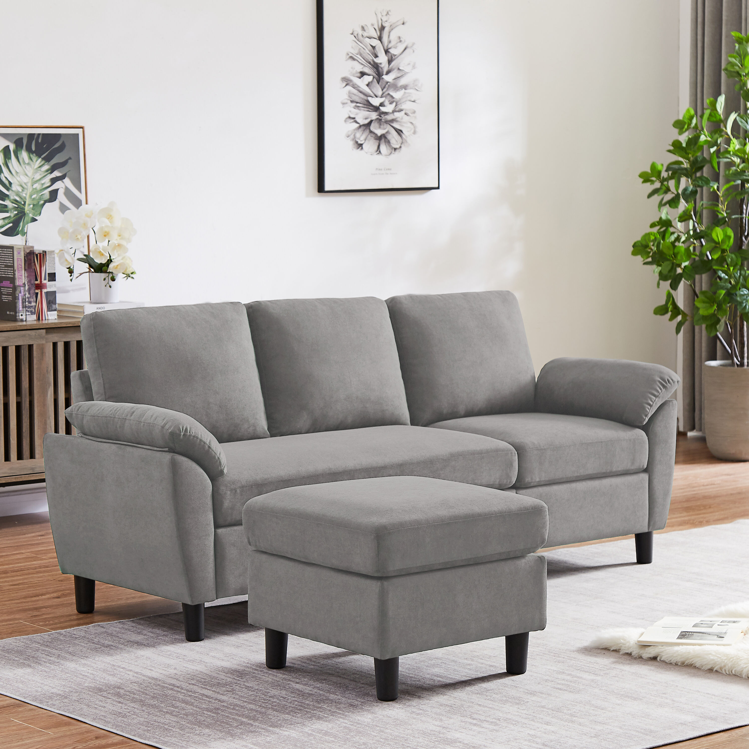 Jarenie 79.53-in Modern Light Grey Polyester/Blend Sectional in the ...