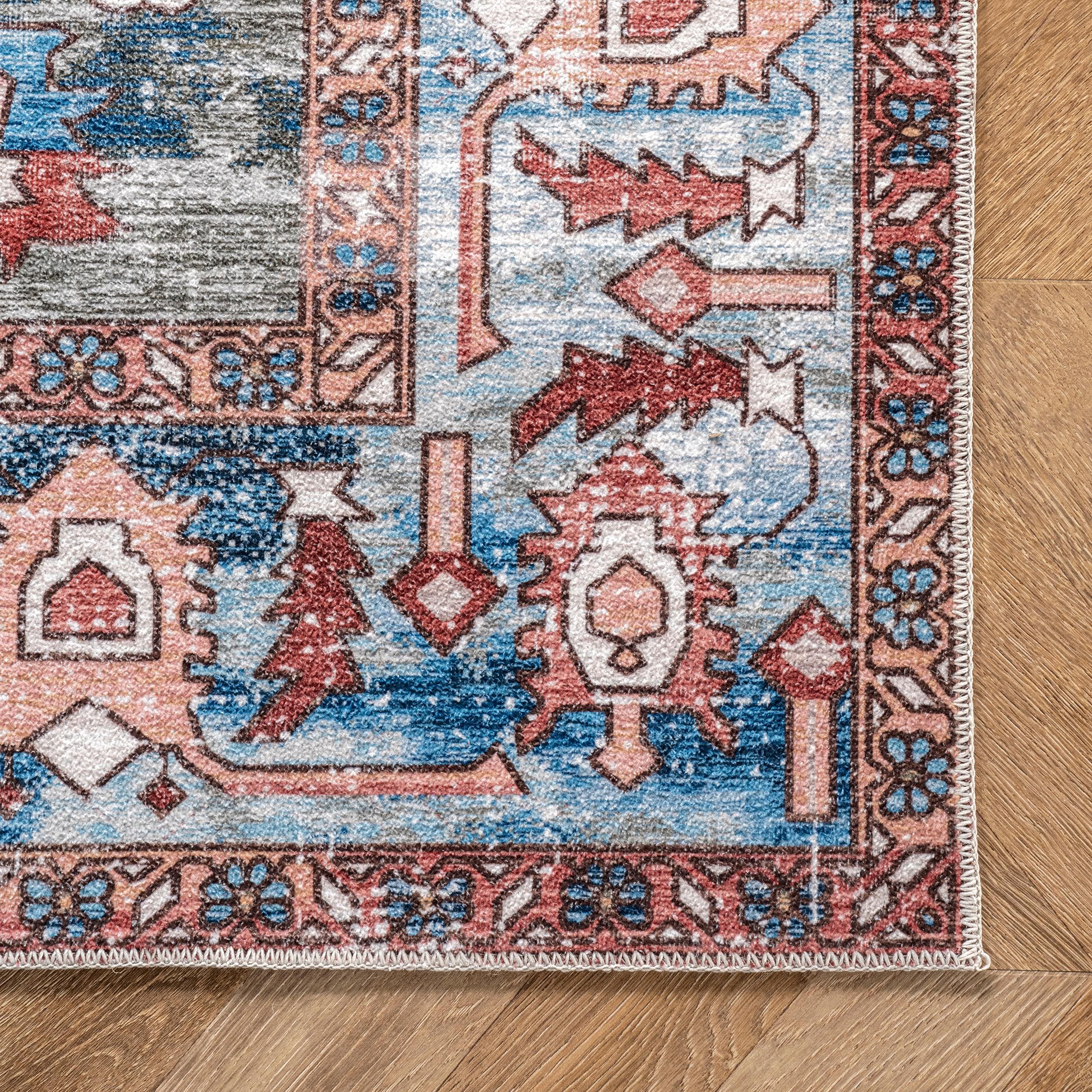 Eliza Multi-Color Traditional Medallion Washable Area Rug