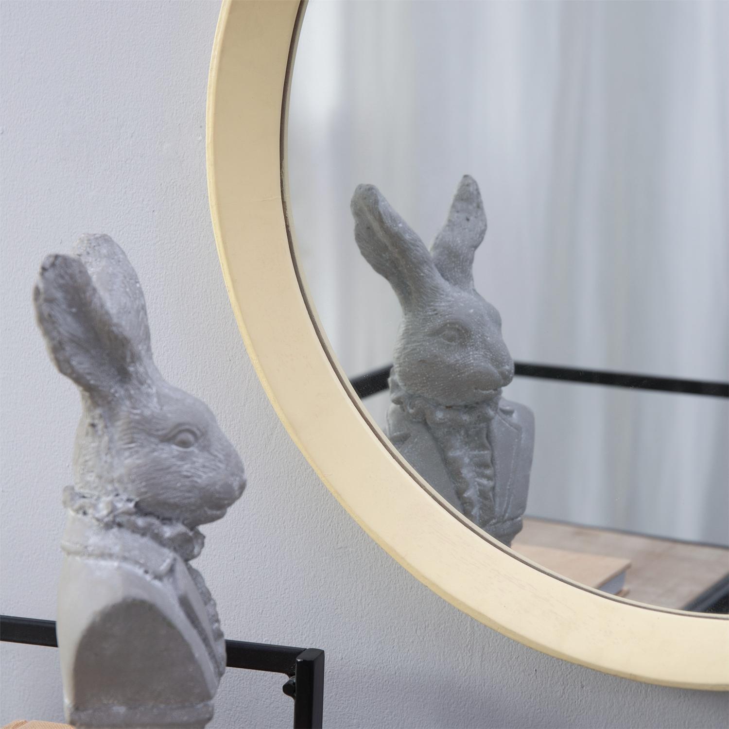 Cream Round Mango Wood Porthole Wall Mirror