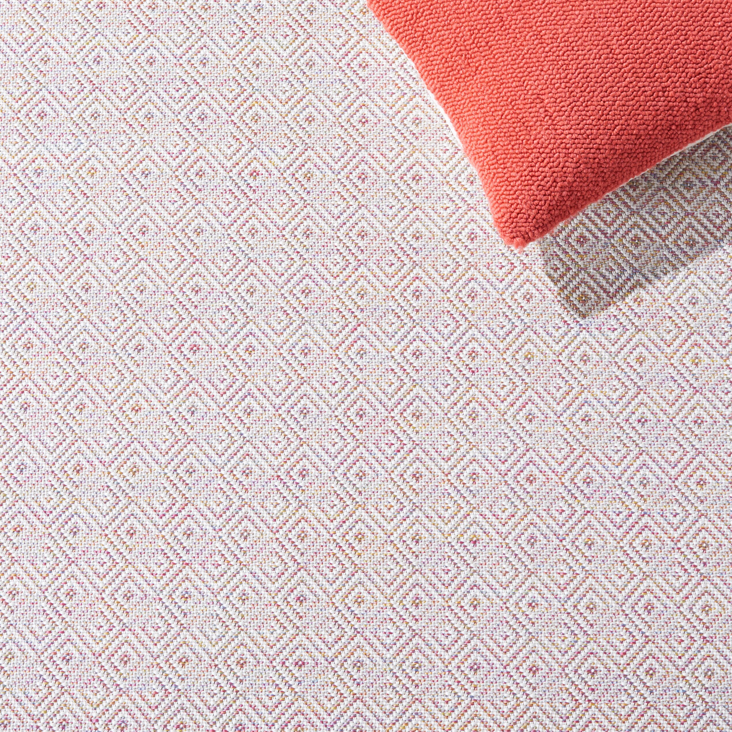 Hampton Light Pink Multi Square Indoor Outdoor Rug