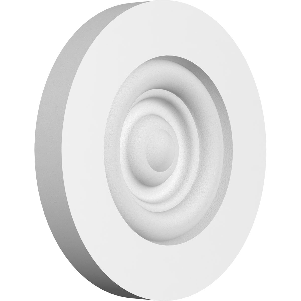 Ekena Millwork ROSP040X040X050GRY02 Standard Grayson Bullseye with Square Edge 4-in x 4-in Unfinished PVC Round Bullseye Rosette