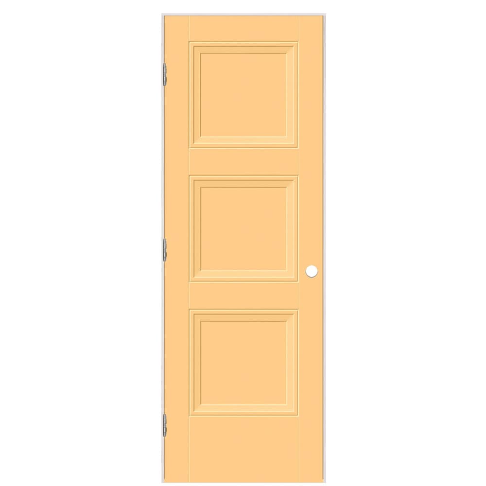 Masonite 1573169 28-in x 80-in Marigold Hollow core 3-panel square Right hand Smooth Prefinished Molded composite Flat Jamb Single Prehung Interior Door