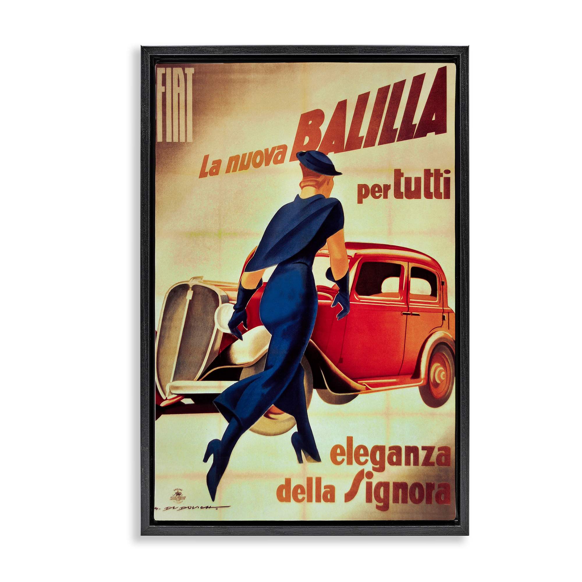 Stupell Industries BT-289-FFB-20X30 Antique Vehicle and Woman Advertisement Black Framed Floater Canvas Wall Art By Marcus Jules 21 x 31
