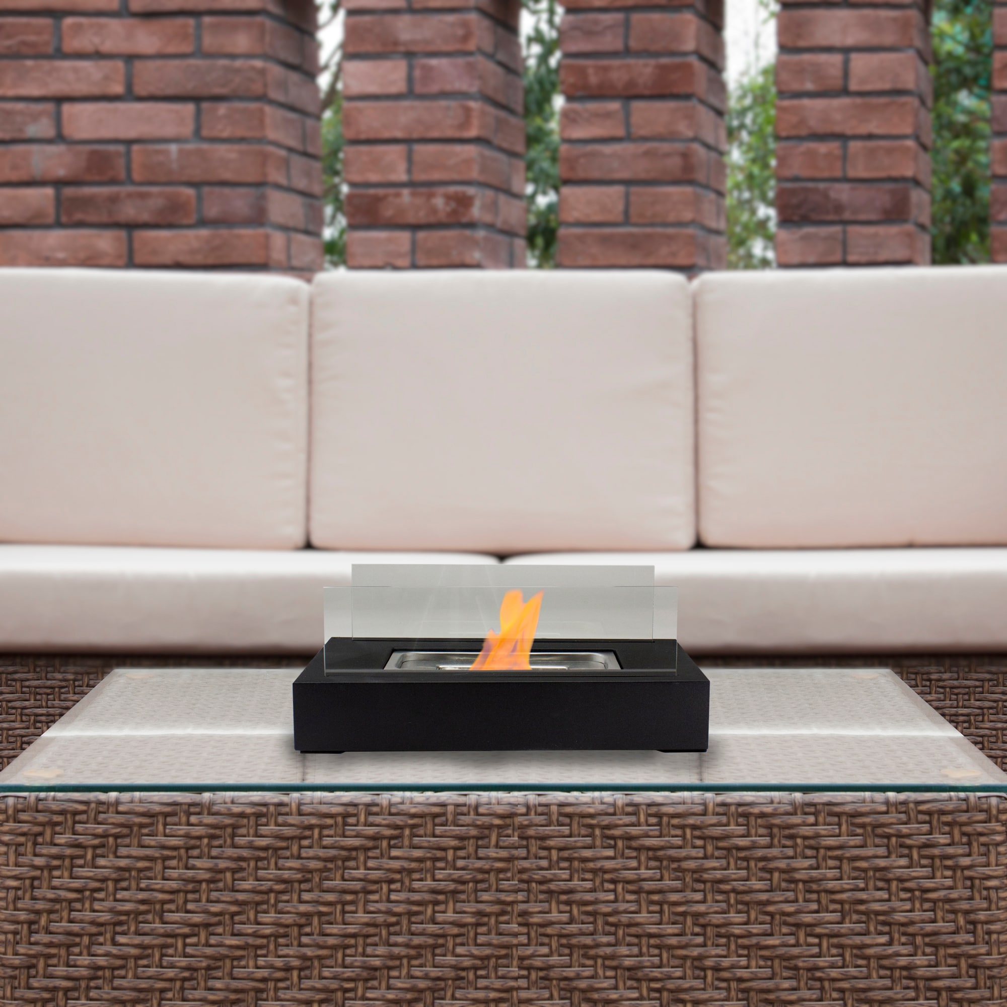 Northlight 34808728 7.25-in W Black Steel Rectangle Tabletop Liquid propane Fire table