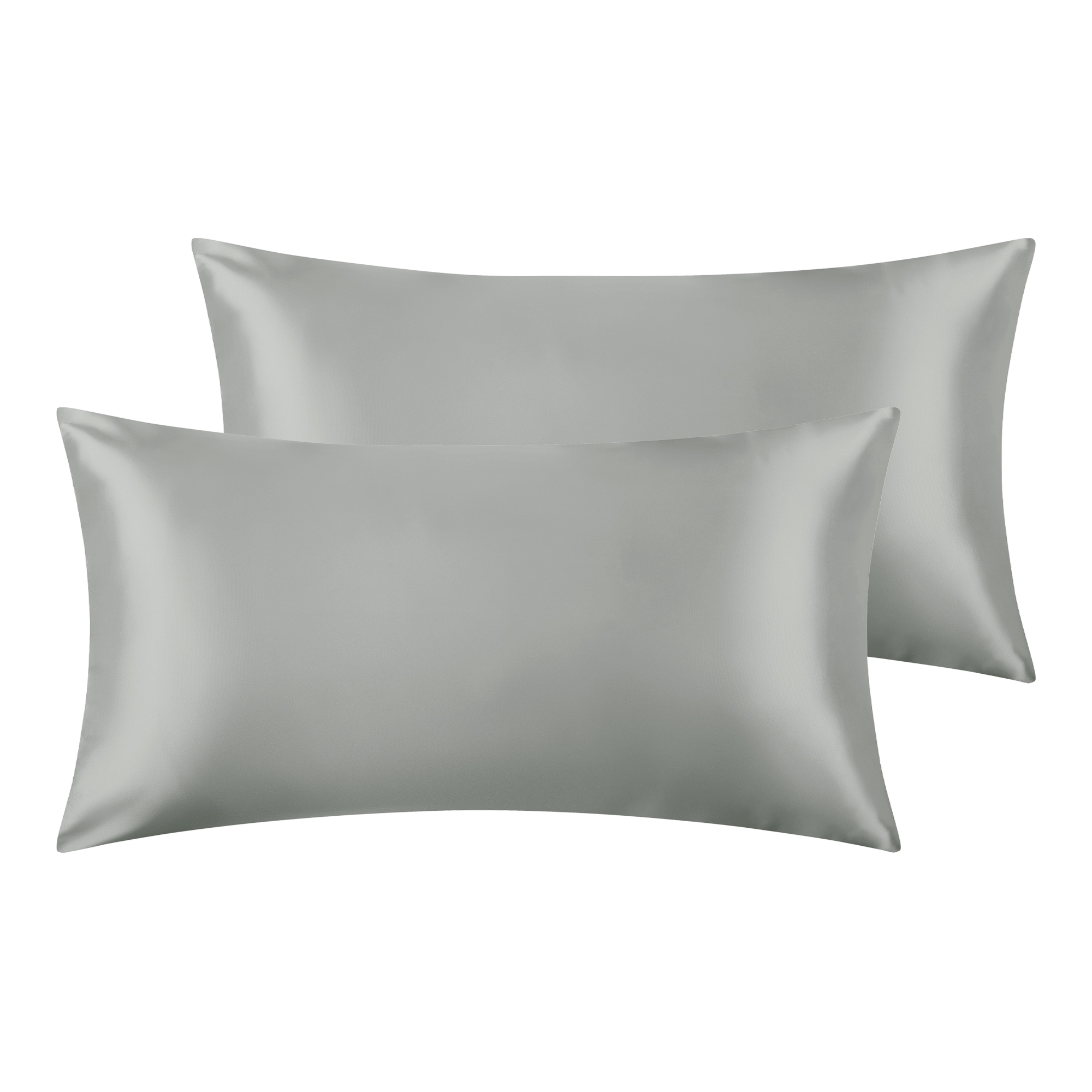 Unique Bargains Satin Pillowcase for Hair and Skin Breathable and Soft Set of 2 with Envelope Closure Gifts for Women Men King 20x40Inch Dark Grey