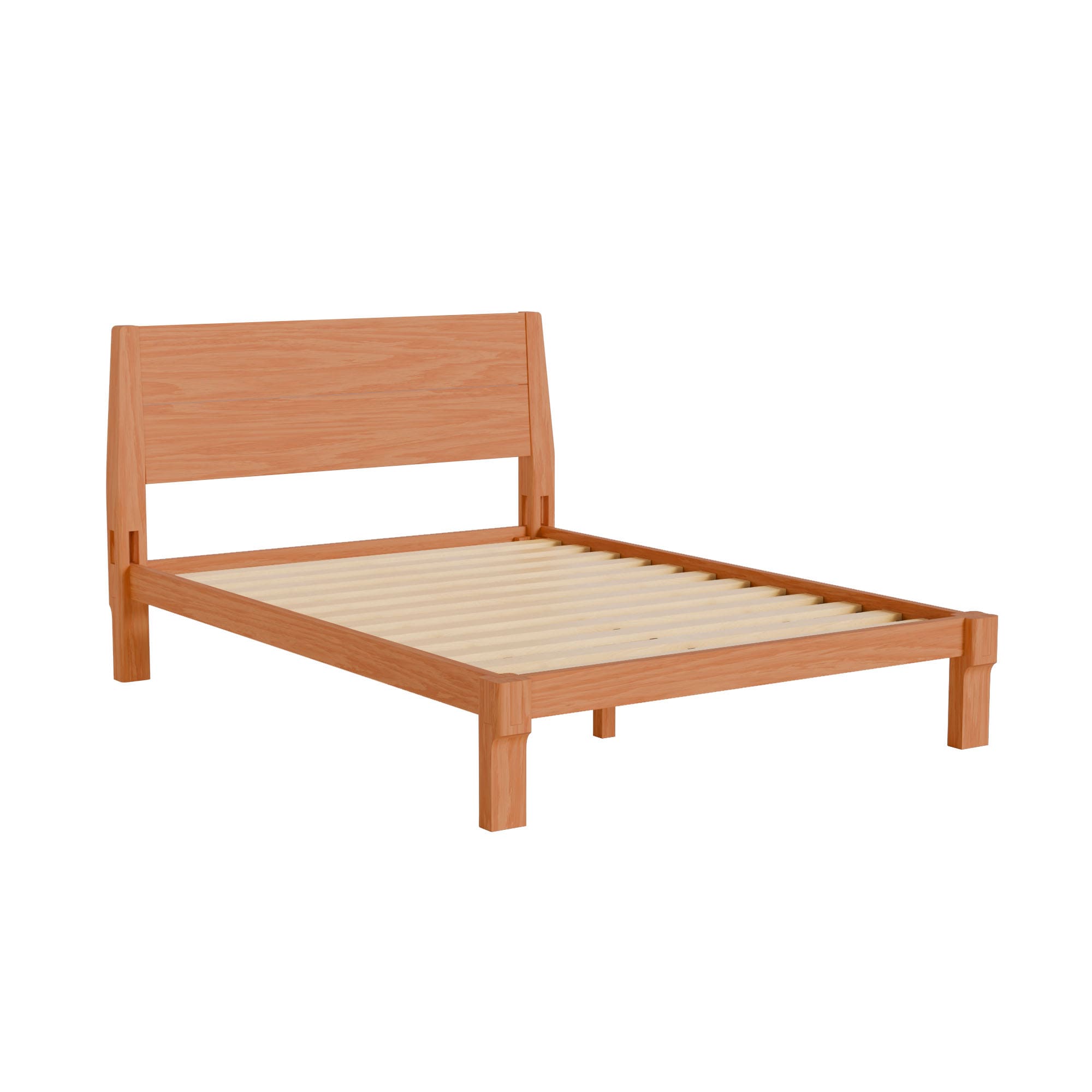 FlexiSpot Kana Mortise-and-Tenon Solid Wood Platform Bed with Headboard Full Oak