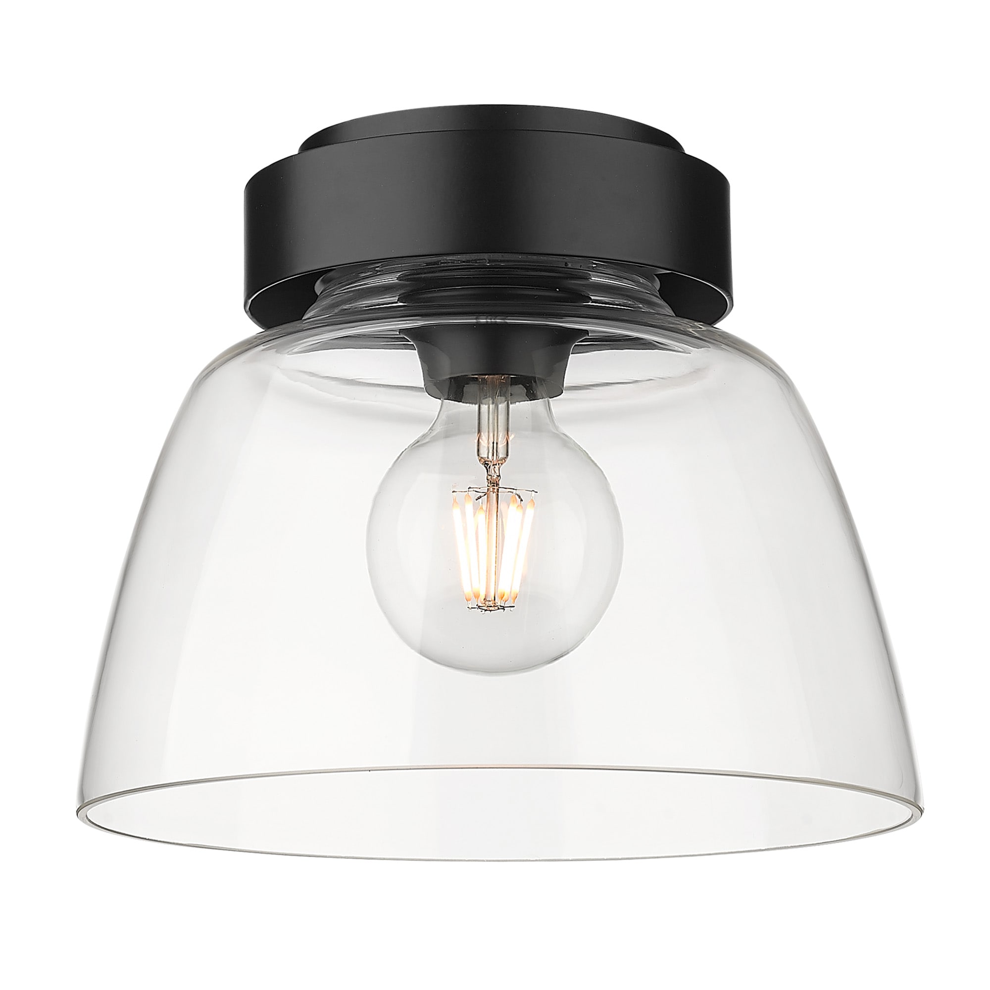Golden Lighting 0314-FM10 BLK-CLR Remy 1 -Light 10-in Matte Black Flush Mount Light