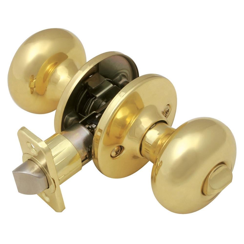 Design House Cambridge Pro Polished Brass No Deadbolt Privacy Door Knob ...