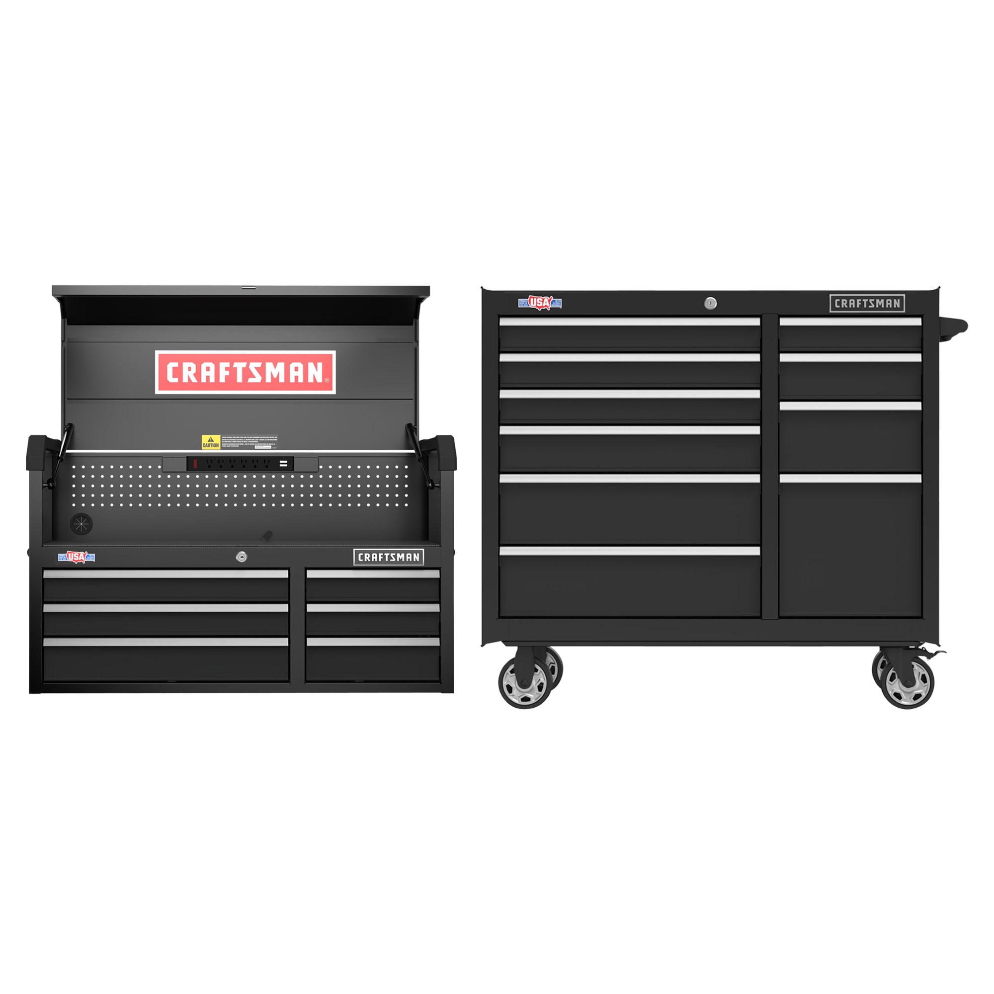 CRAFTSMAN 2000 Series 40.5-in W x 24.7-in H 6-Drawer Steel Tool Chest & 41-in W x 37.5-in H 10-Drawer Steel Rolling Tool Cabinet