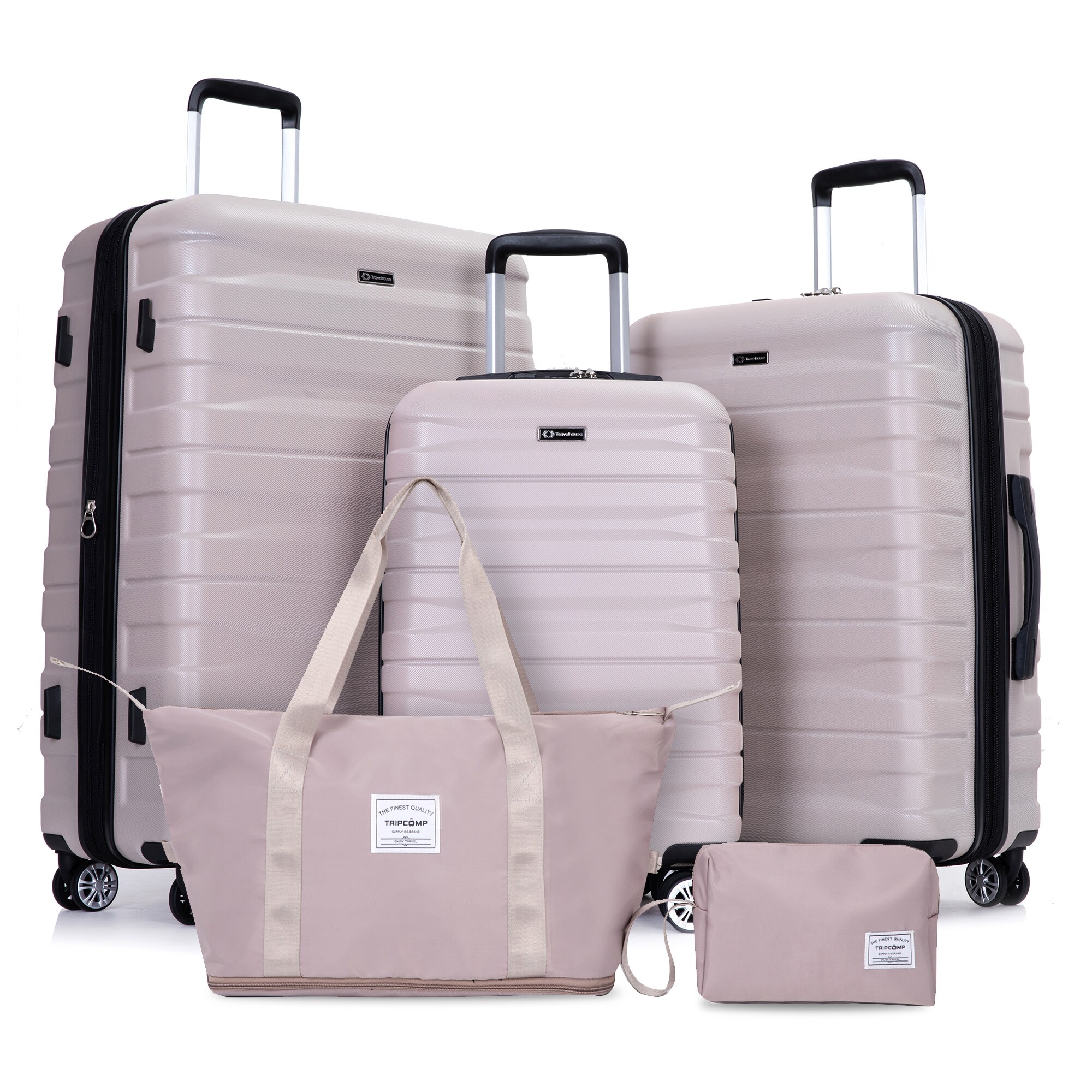 SINOFURN SYD9400014SD 20.3x11.4x30.3 Sand Plastic Hardshell Suitcase set 5 -Bag