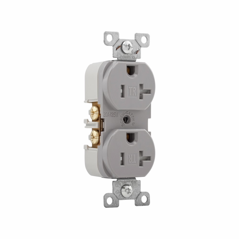 Eaton 20-Amp 125-volt Tamper Resistant Weather Resistant Commercial Duplex  Outlet, White in the Electrical Outlets department at