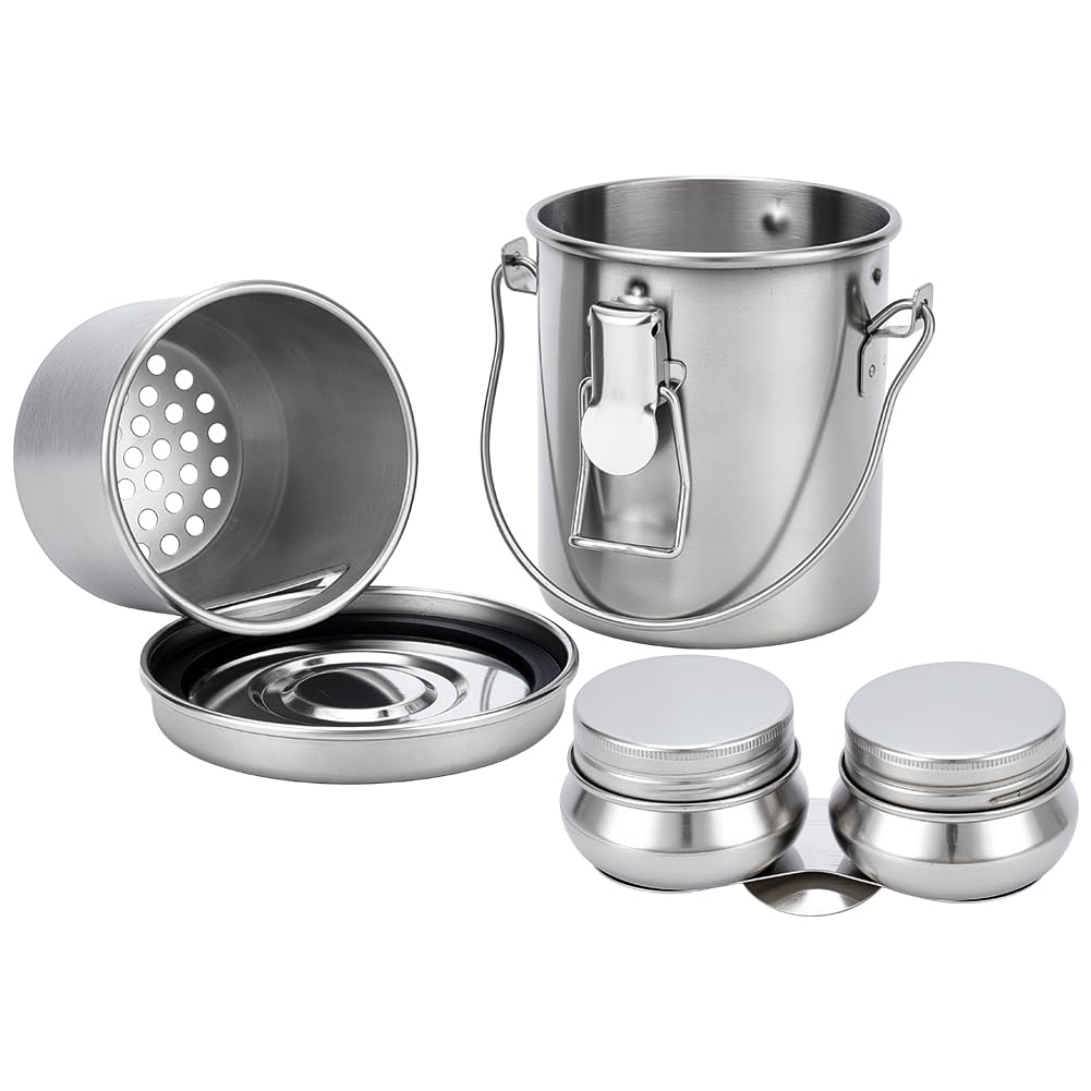 KIWDZFU -  Stainless Steel Paint Brush Cleaner Set Double Dipper Palette Cups Portable Brush Wash...