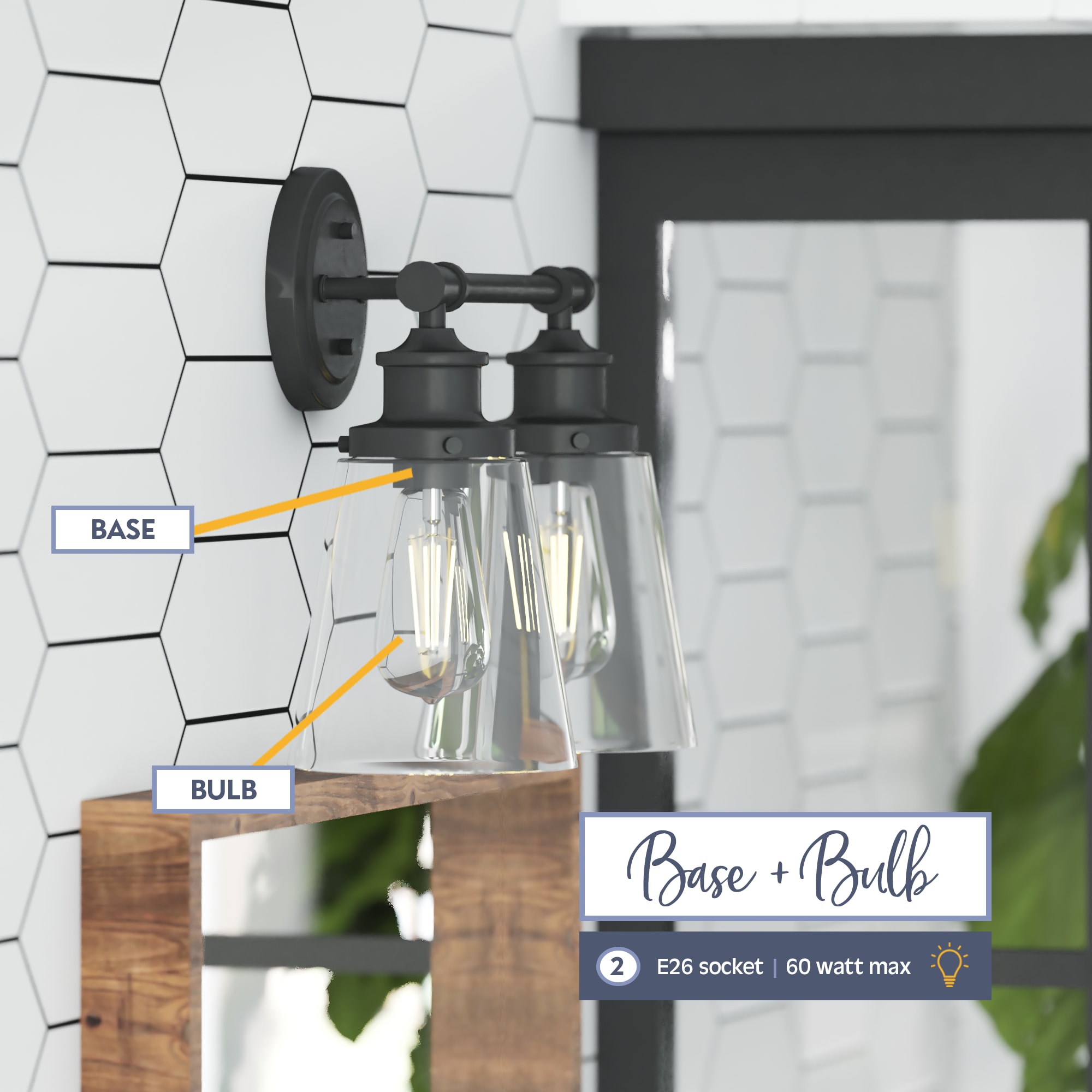 Matte Black Steel Double Light Outdoor Vanity Sconce