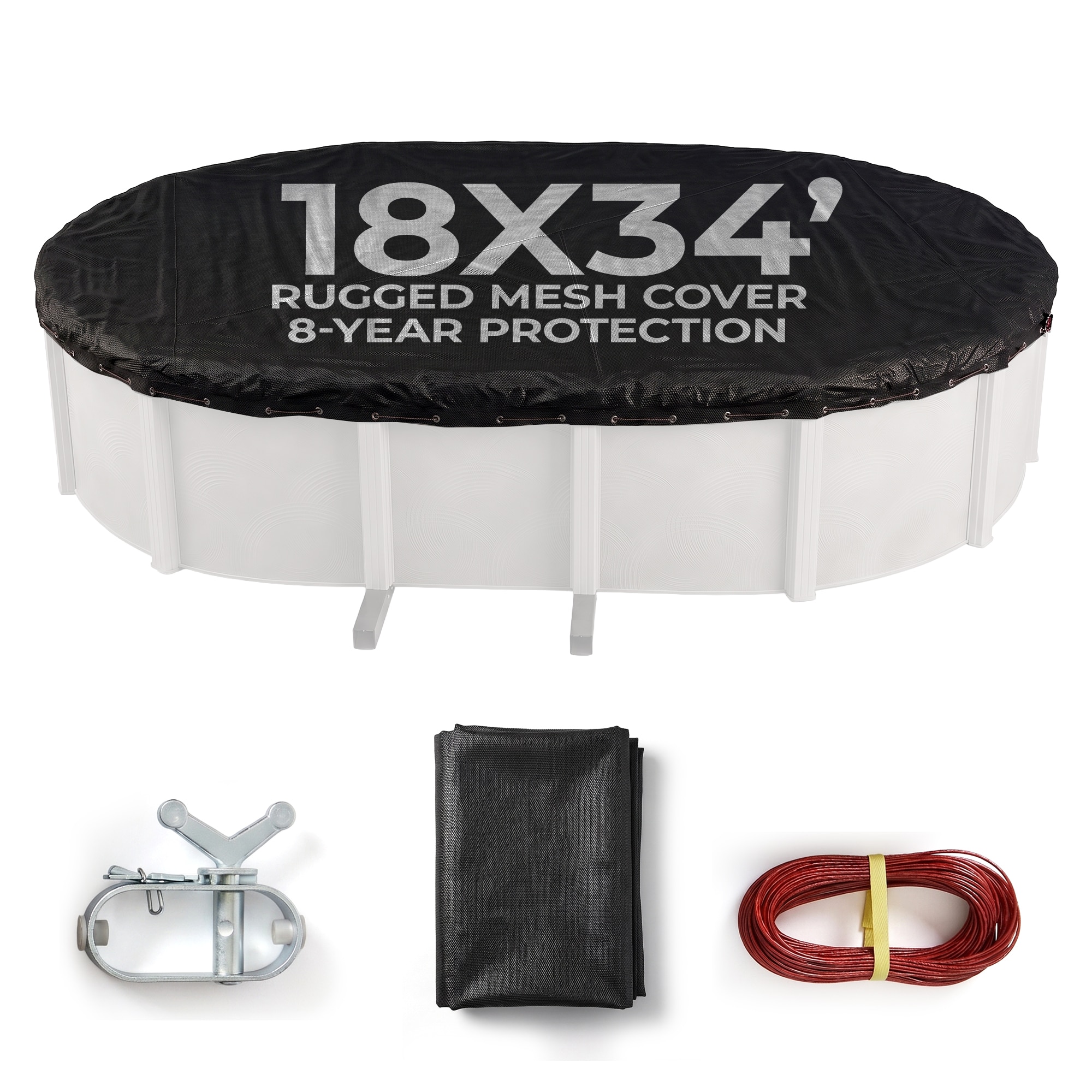 Blue Wave - 38-ft x 22-ft Rugged Mesh Polyethylene Winter Oval Pool Cover