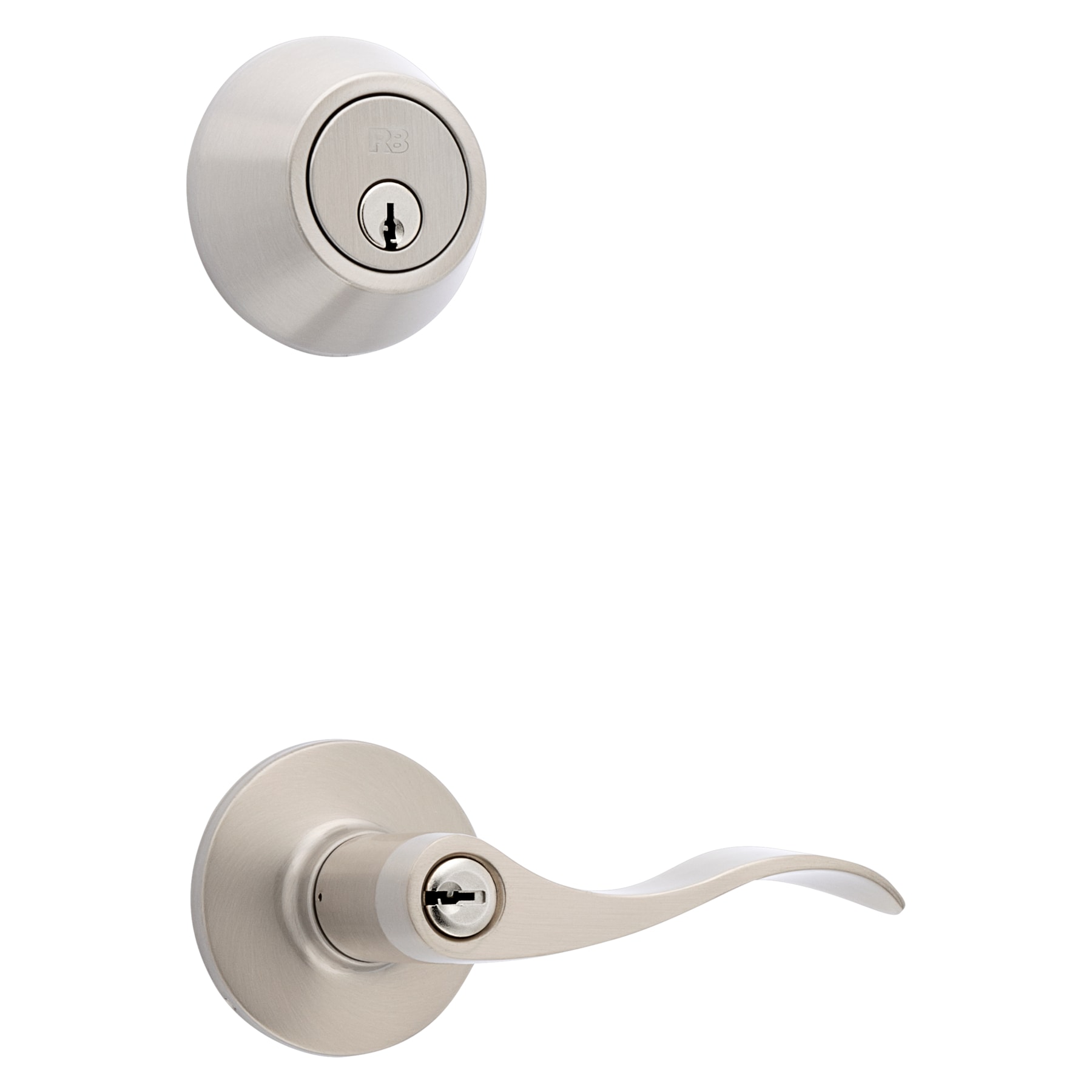 RELIABILT Olivia Satin Nickel Single-Cylinder Deadbolt Exterior Keyed Entry Door  Handle Combo Pack in the Door Handles department at