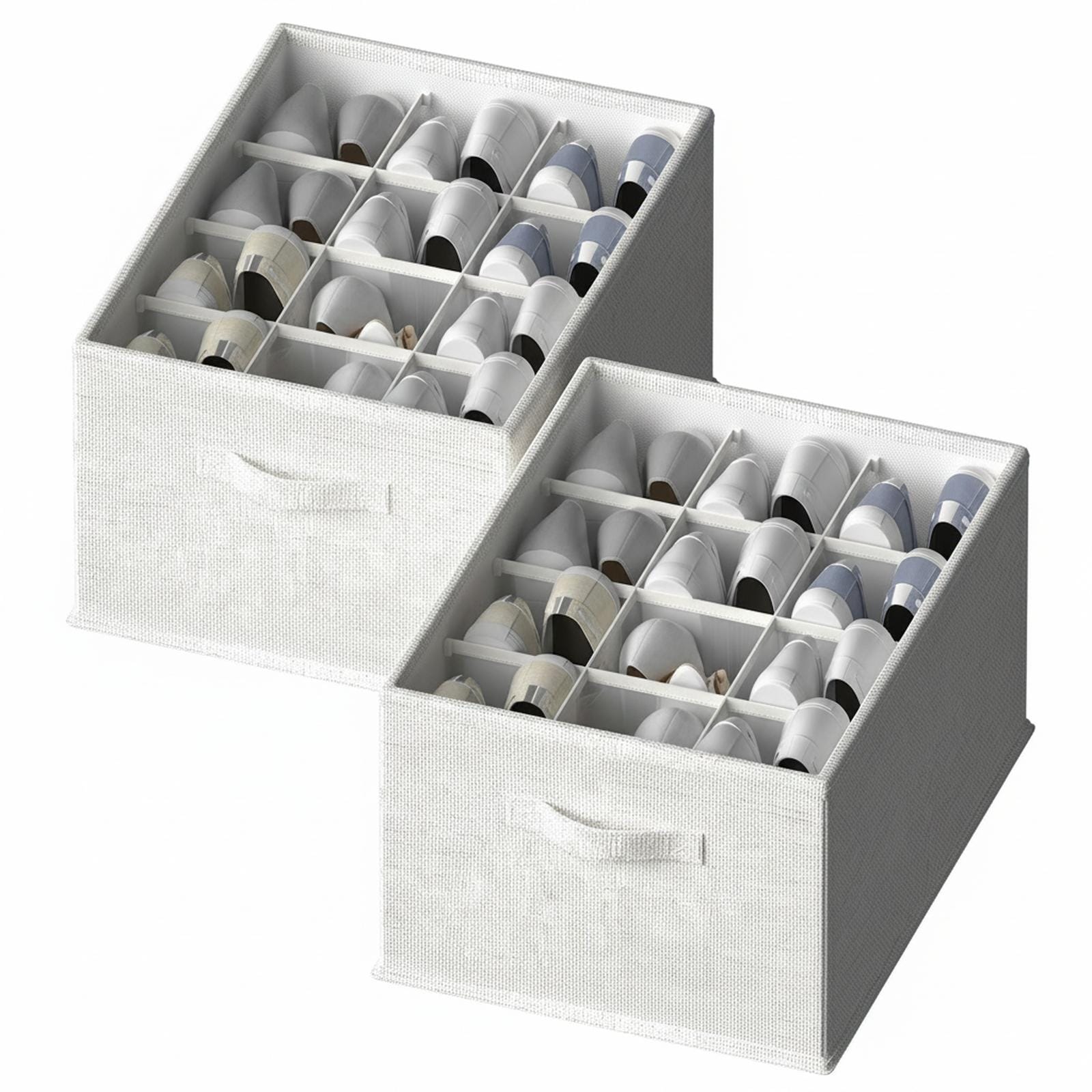 Baginizer  2 Pack Shoe Organizer Foldable Fits Up To 24 Pairs Storage Containers With Bottom Support Heavy Duty Space Saving Closet Shoe Storage