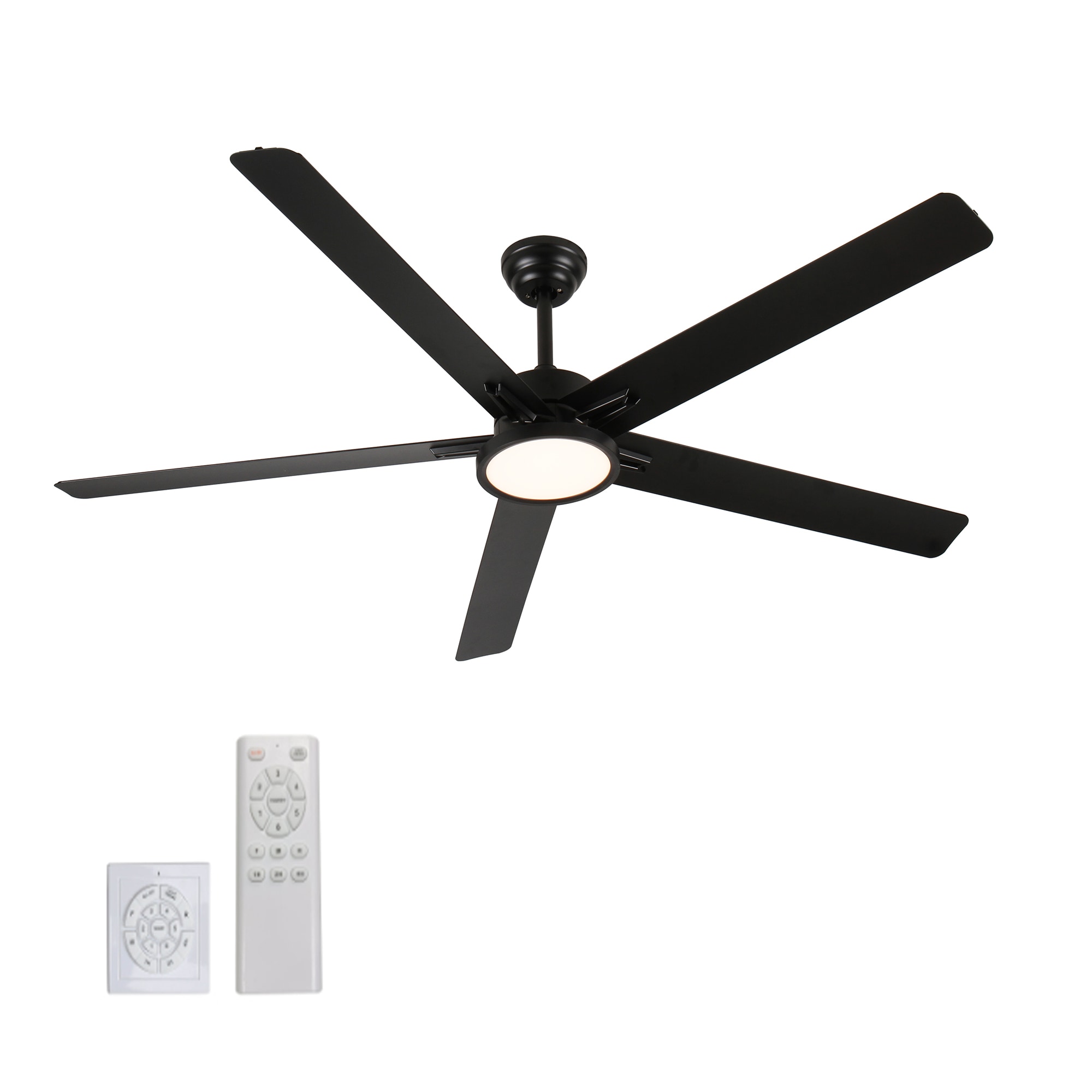 SINOFURN SYA650028SL 66-in Color-Changing Integrated LED Outdoor Black with Aluminium Blades Ceiling Fan With Light ( 5 -Blade )