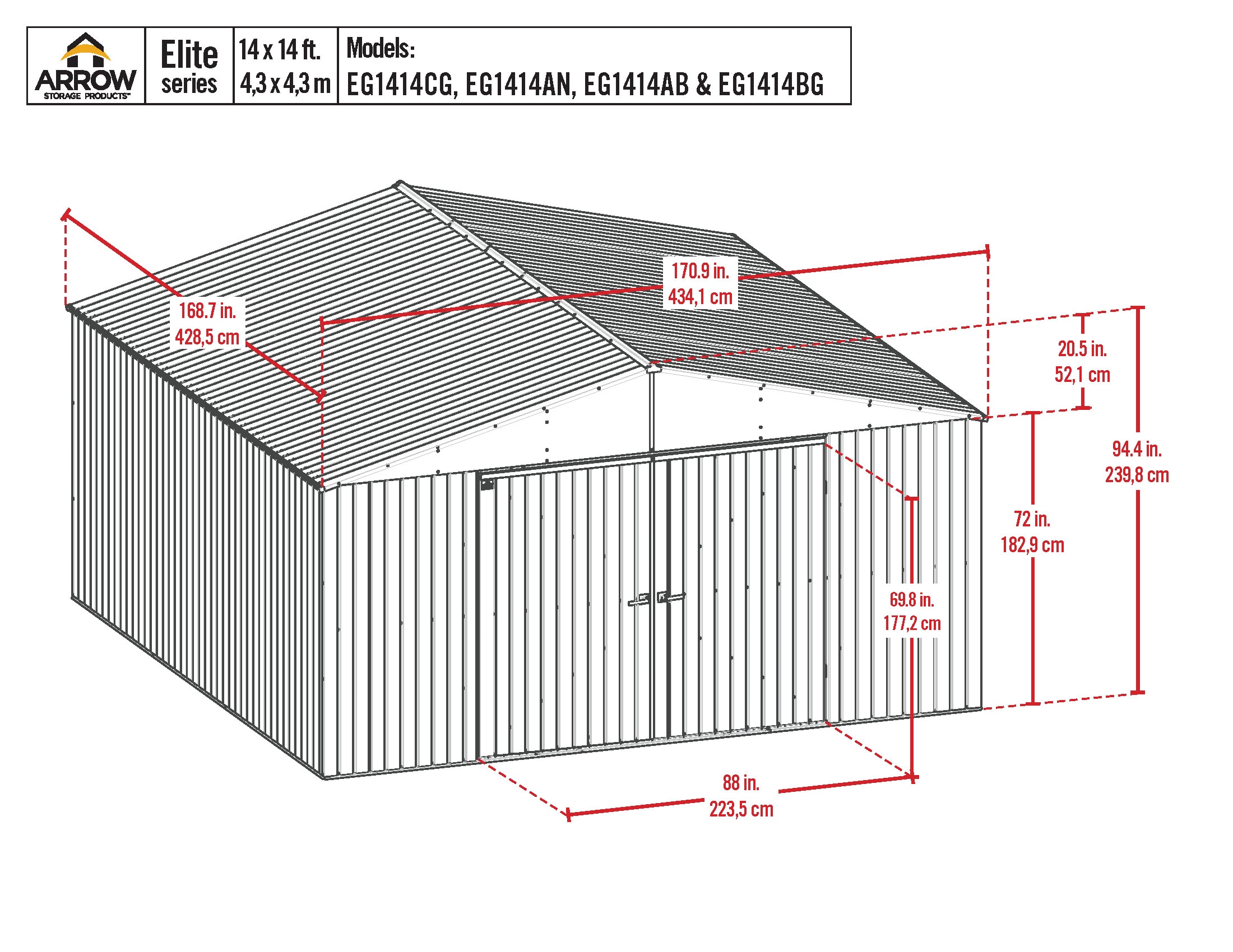 Arrow EG1414BG Metal-Storage-Buildings-Sheds - View #2