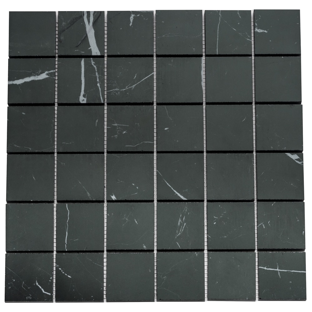The Tile Life Sample - Pent House Nero Marquina 4-in x 4-in Matte Porcelain Stone look Floor and Wall Tile #SPREX0202MNMO