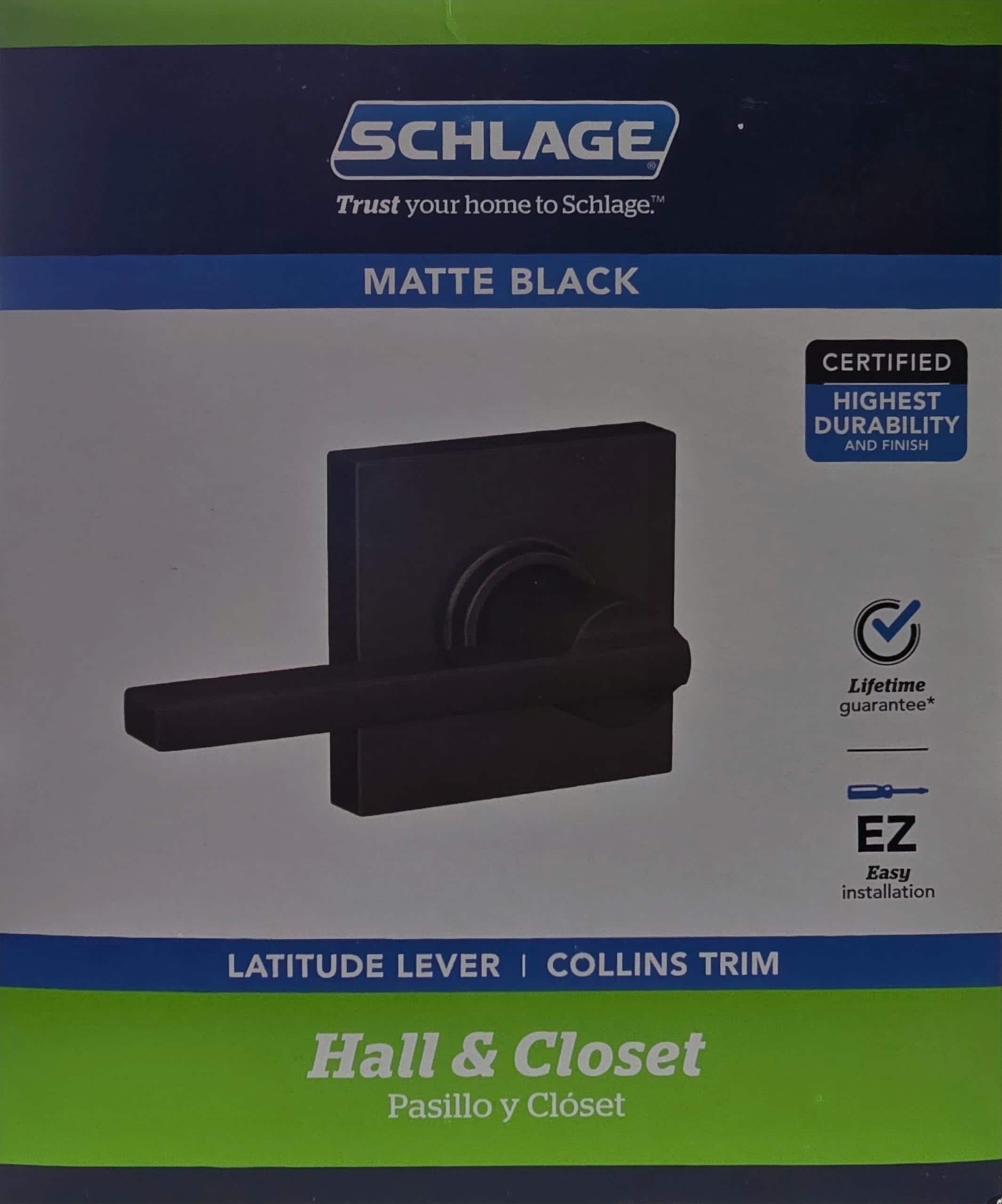 Schlage  Latitude Lever Matte Black