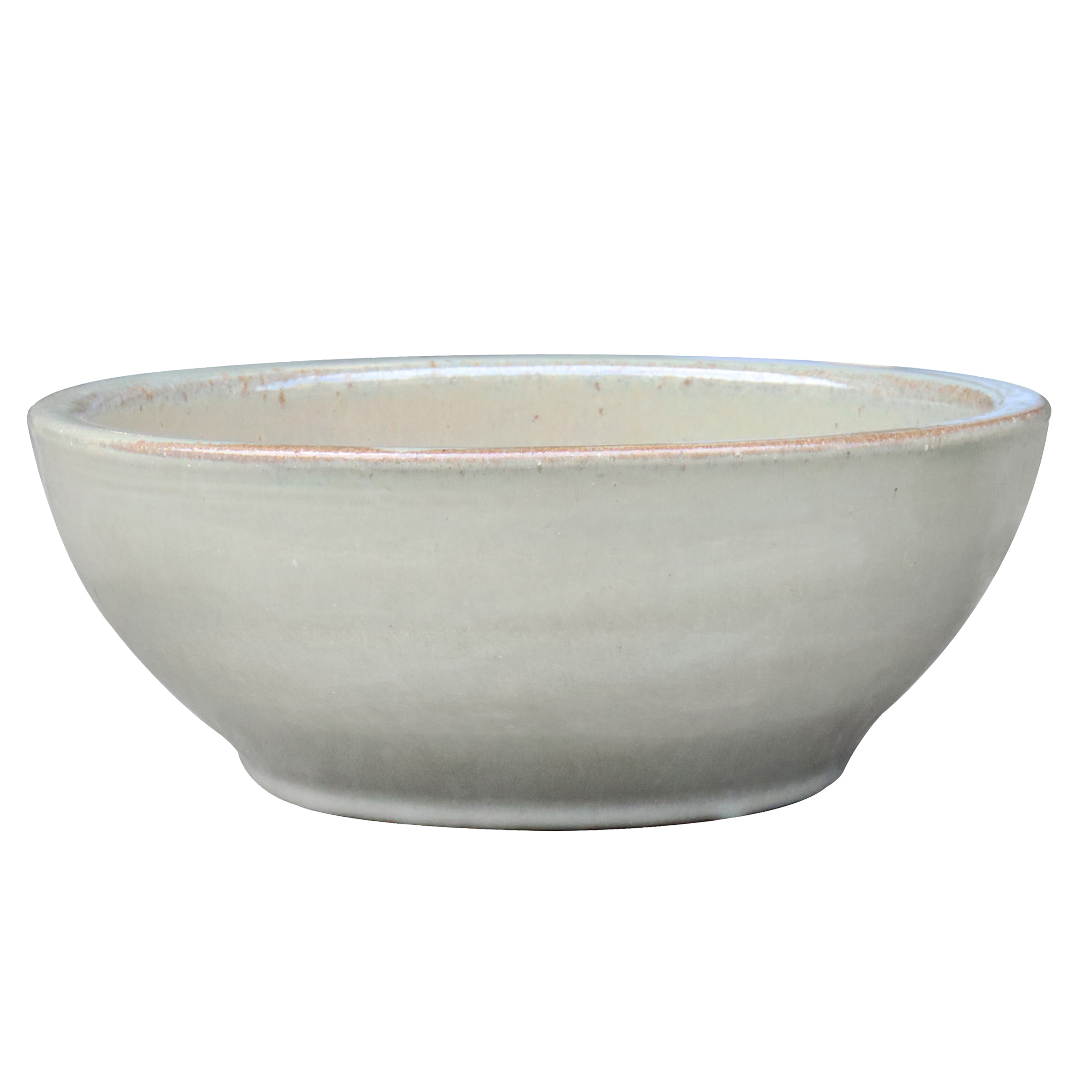 allen + roth GO2025-105 Round 13.0-in W Small Gray Glazed ceramic Indoor/Outdoor Planter with Drainage Holes