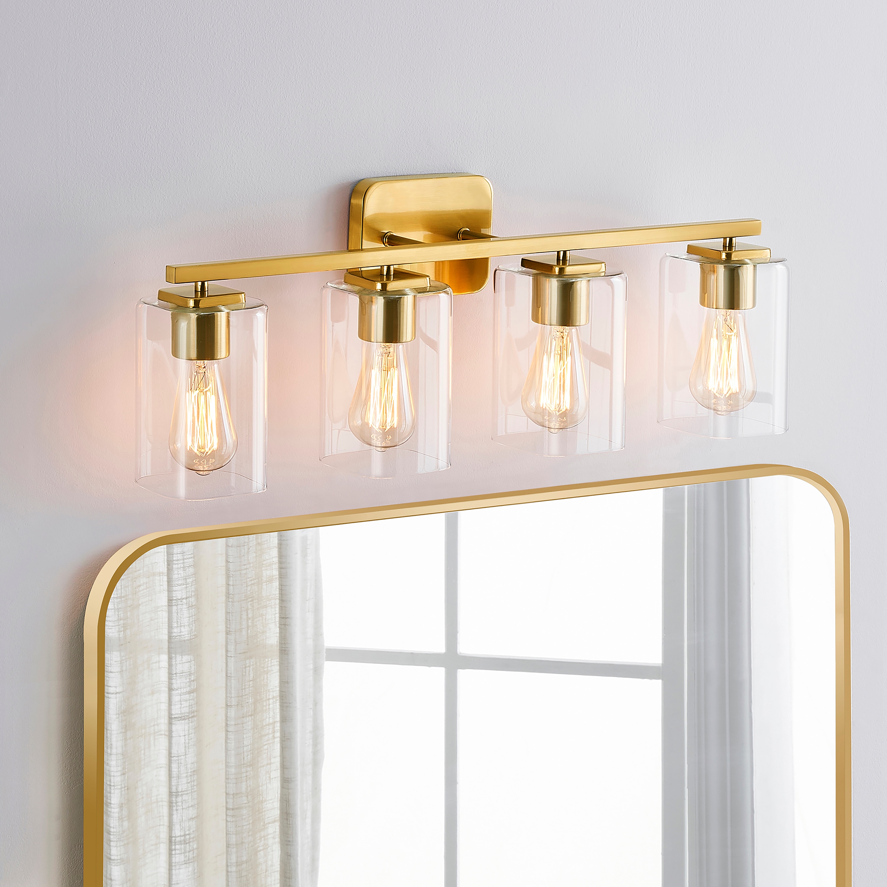 KAWOTI 21246 Clemmon 29-in 4 -Light Antique Brass Modern/contemporary Vanity light