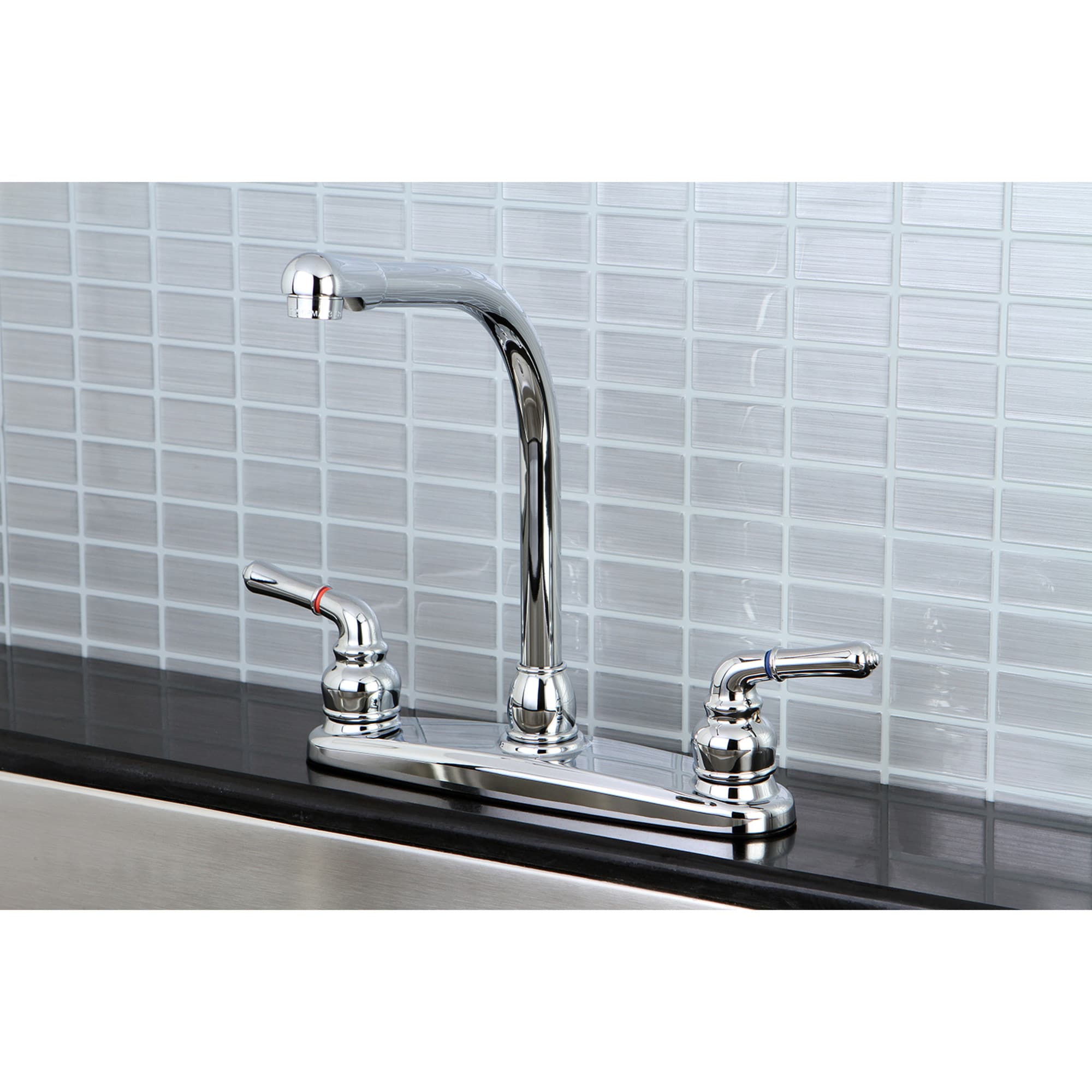 Elements of Design EB750 Magellan Chrome Double Handle Deck-mount Kitchen Faucet ( Deck Plate Included )