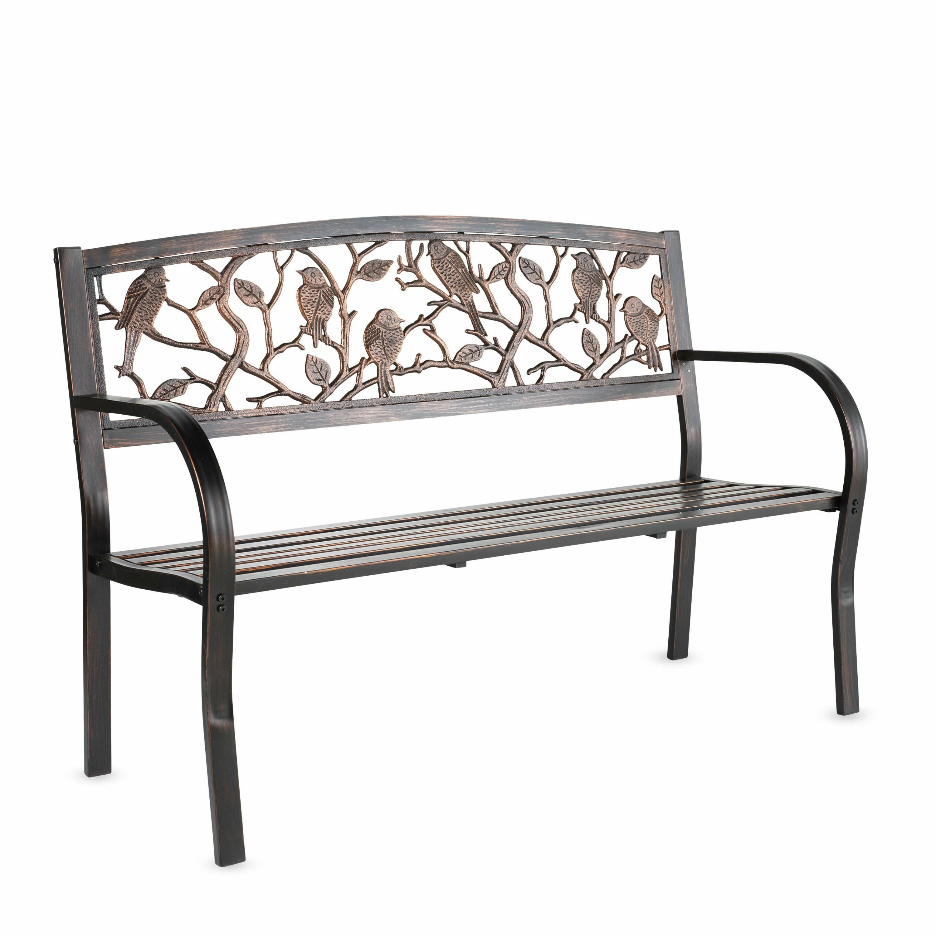 Evergreen PHA071 50-Inches W x 34-Inches H Bronze Steel Garden Bench