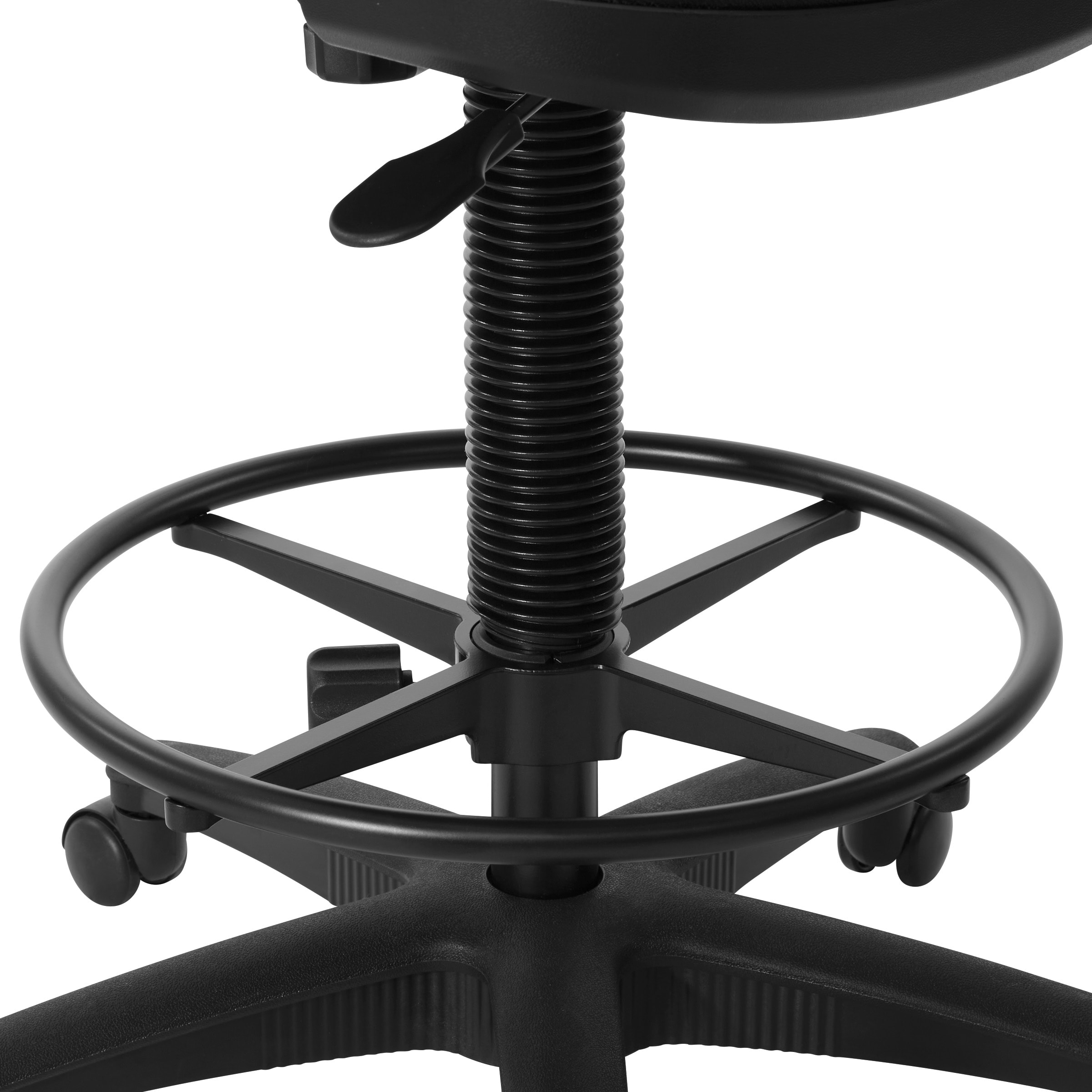 ErgoDraft Mesh & Leatherette 26" Black Drafting Chair with Adjustable Footring