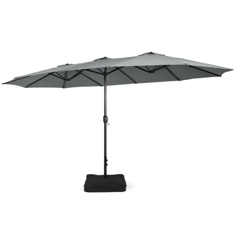 BABOOM BOM-642338-OR 15-Feet Steel Gray No-tilt Market Patio Umbrella with Base