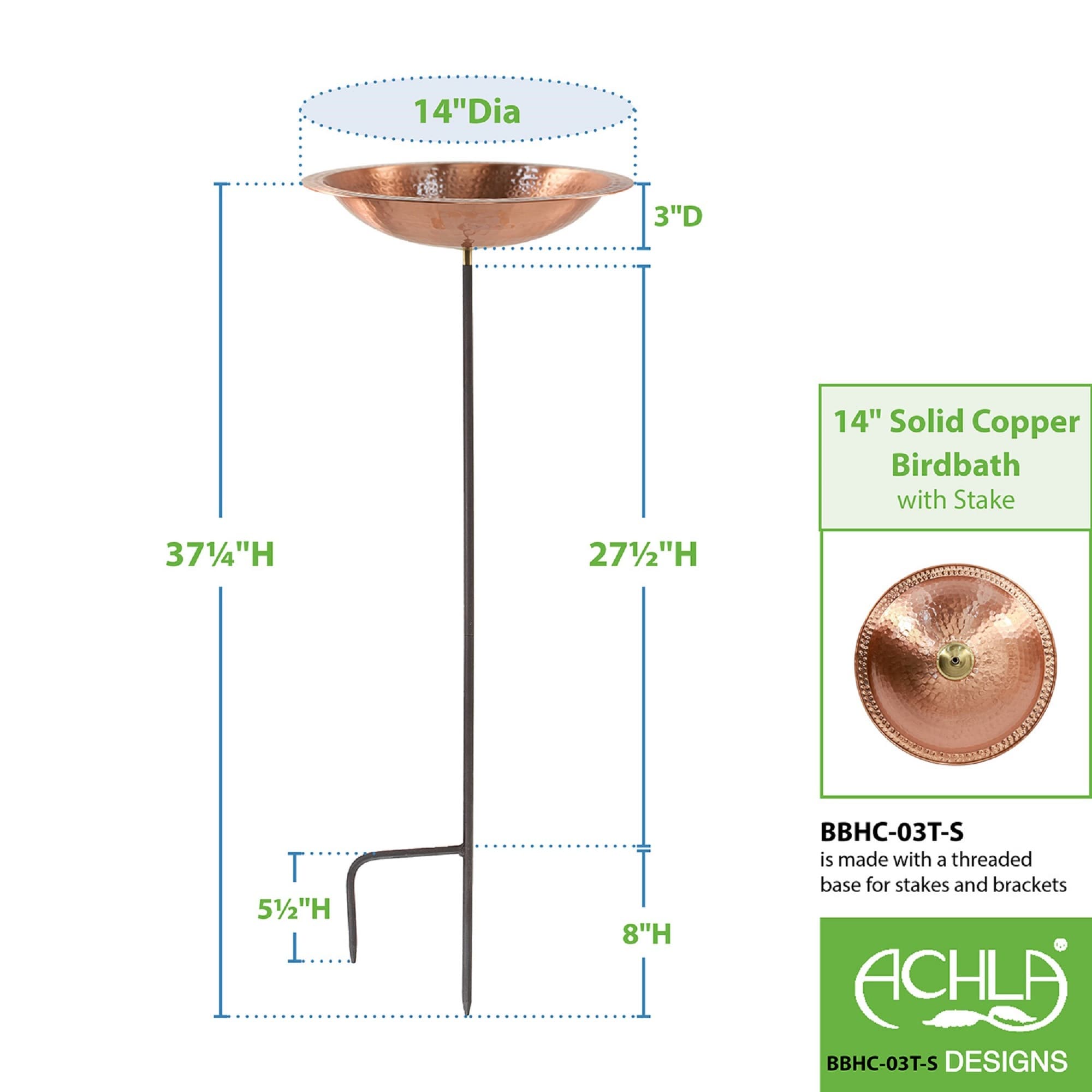 Minuteman International Round Satin Hammered Solid Copper Birdbath Bowl ...