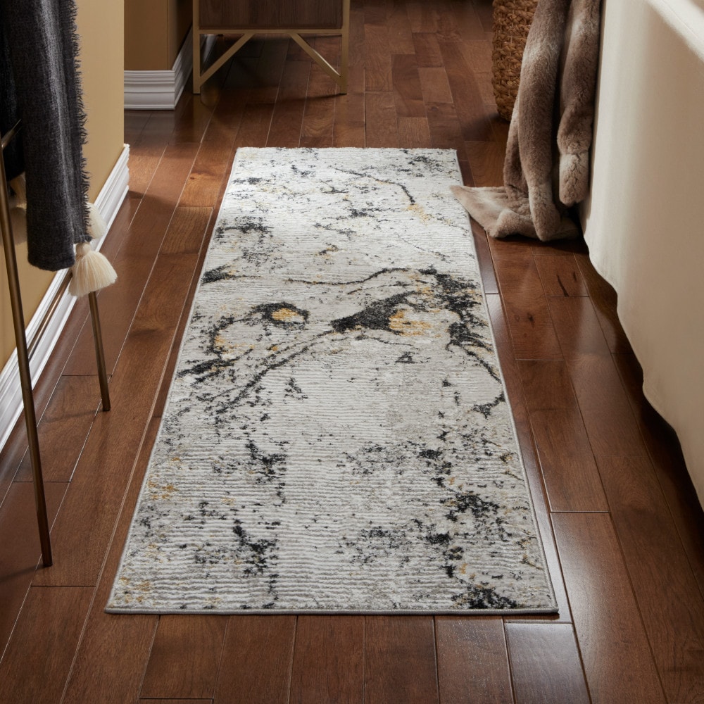 Town & Country Living 4-256-450 Opaline 2 x 7 (ft) Loomed Polyester Charcoal Grey Rectangular Indoor Abstract Runner rug