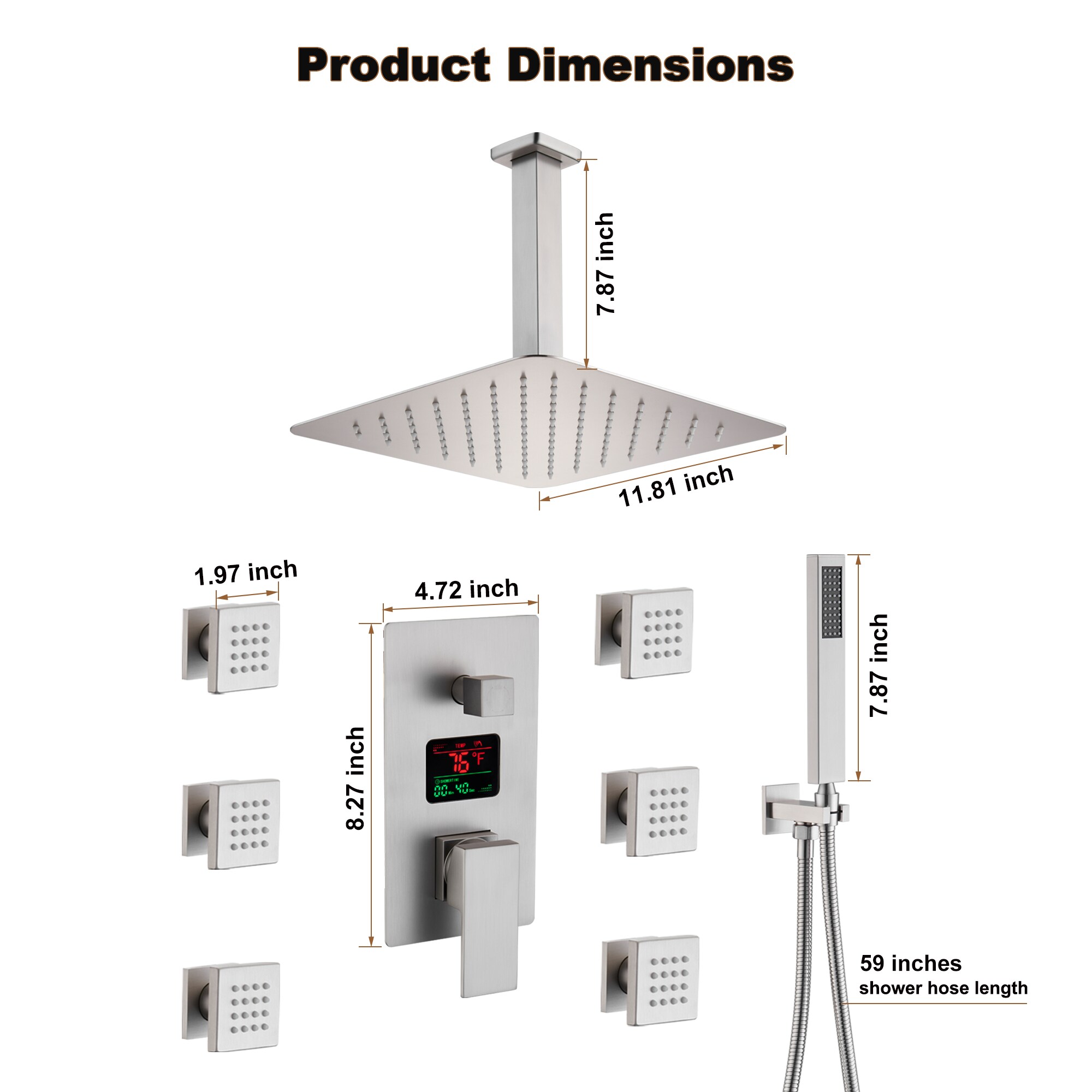 CASAINC WF-W98C02BN-10 Showerhead-Bar-Panels - View #8