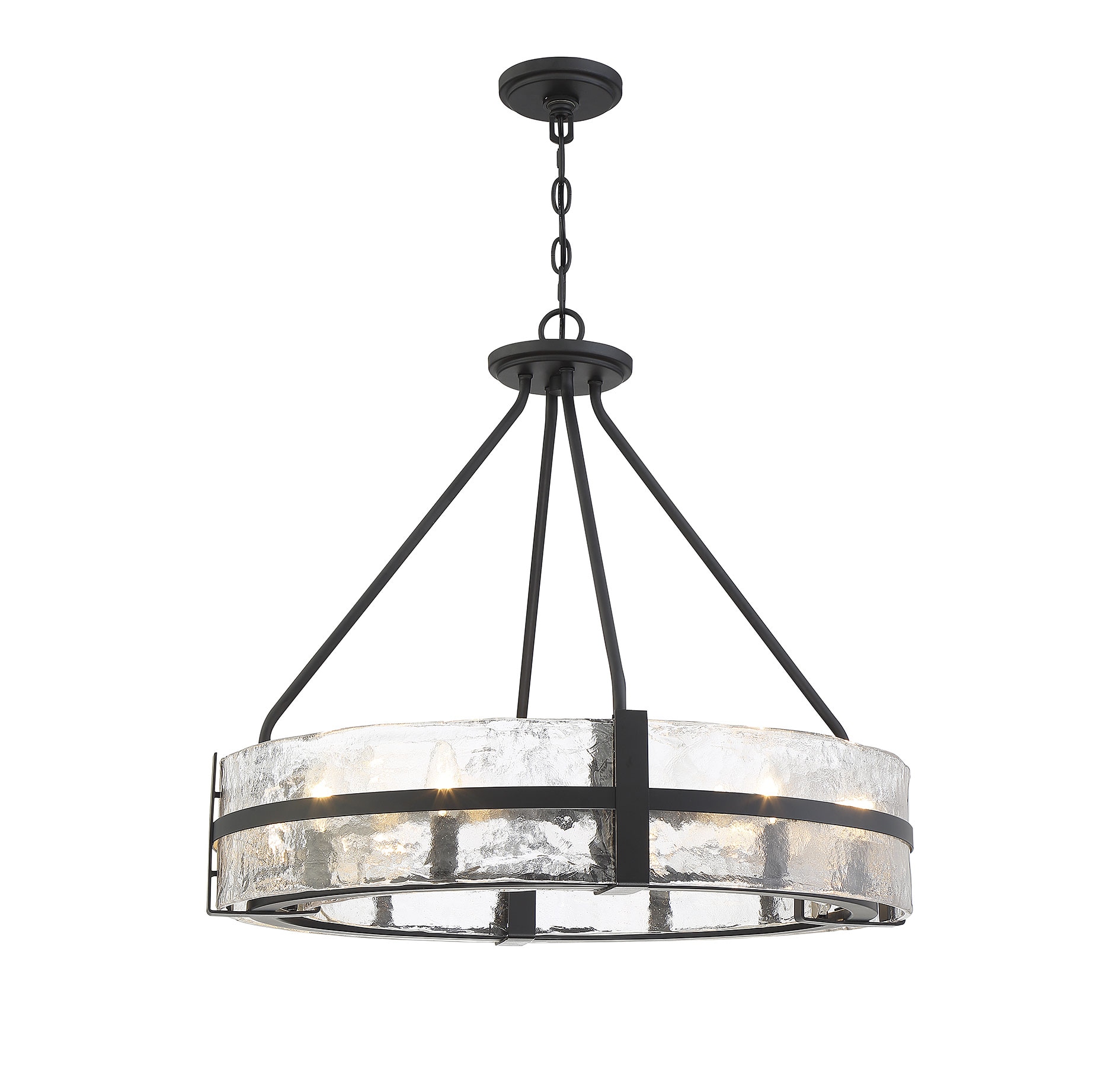 Hudson Matte Black and Clear Glass 8-Light Pendant