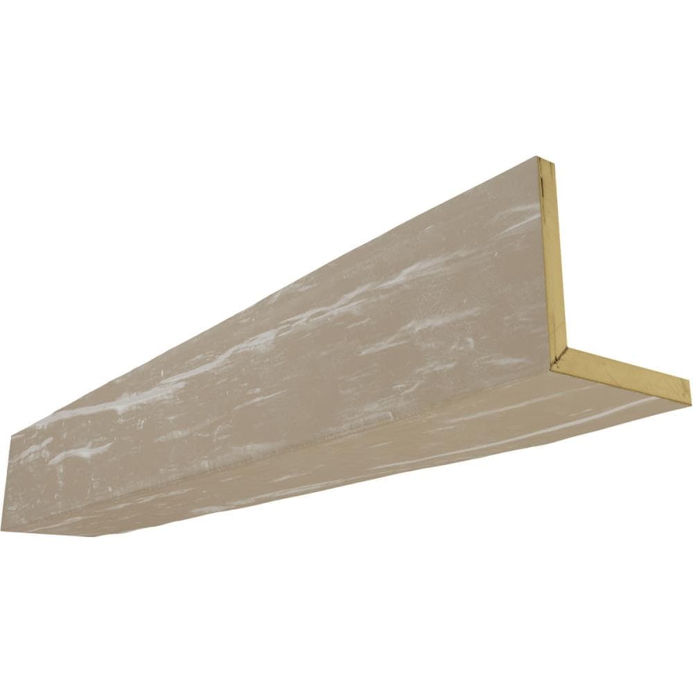 Ekena Millwork BMRW2C0040X060X192WH Riverwood Endurathane Faux Wood 6-in x 4-in x 192-in Whitewash Finished Polyurethane L-Shaped Decorative Beam