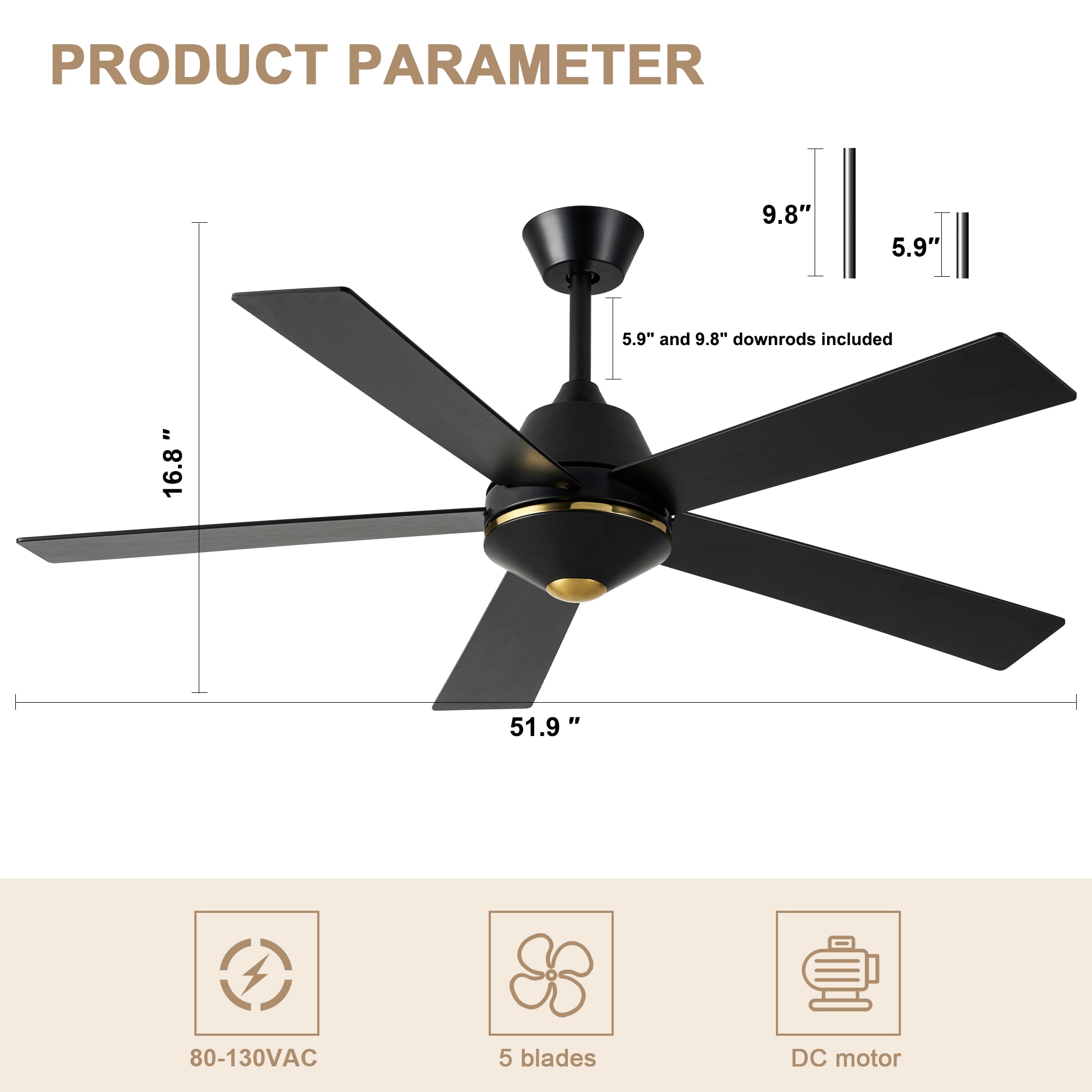 Bella Depot DCFS52H19 Ceiling-Fans - View #11