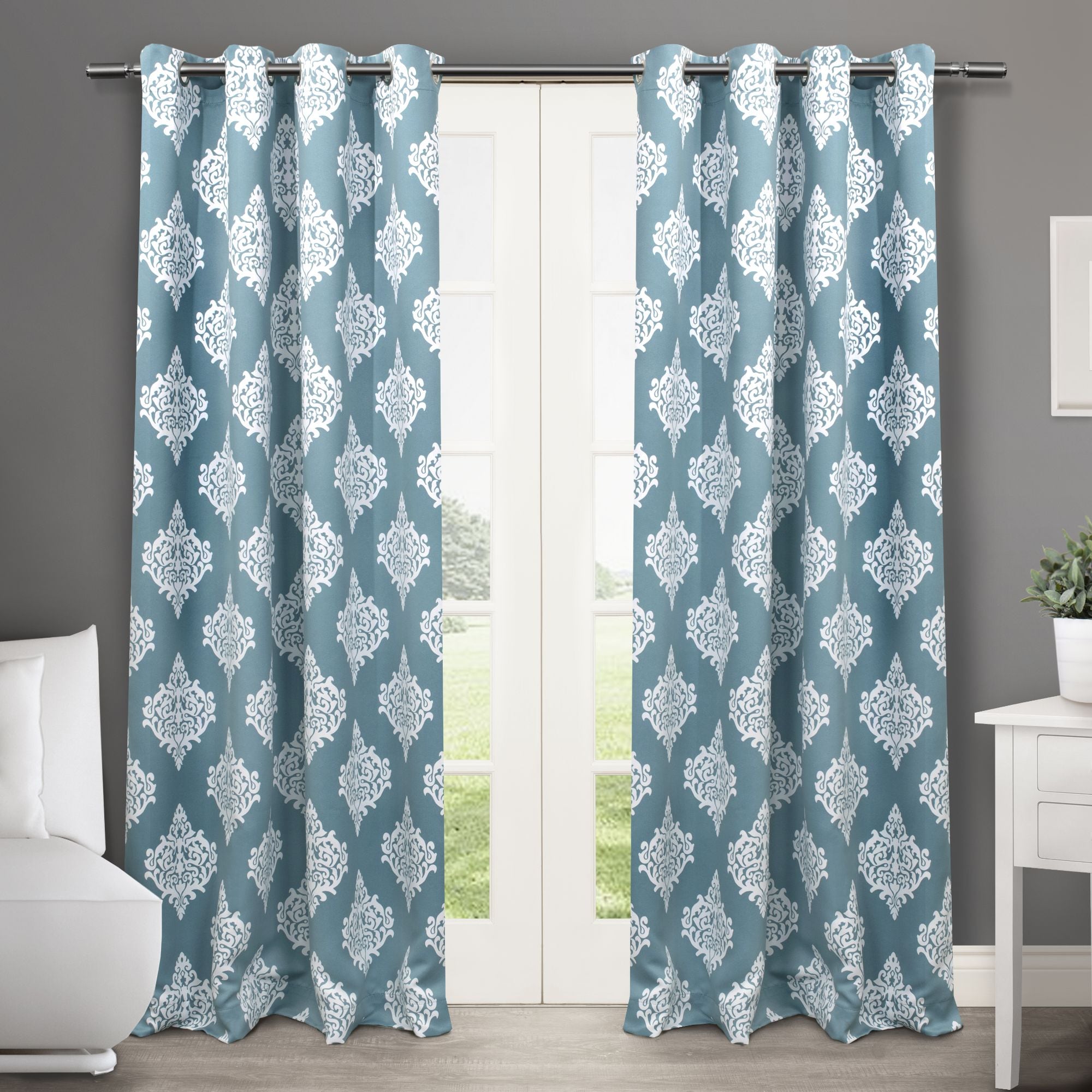 Exclusive Home EH8180-02 2-108G 108-Inches Teal Polka dot Room darkening Interlined Grommet Curtain panel pair