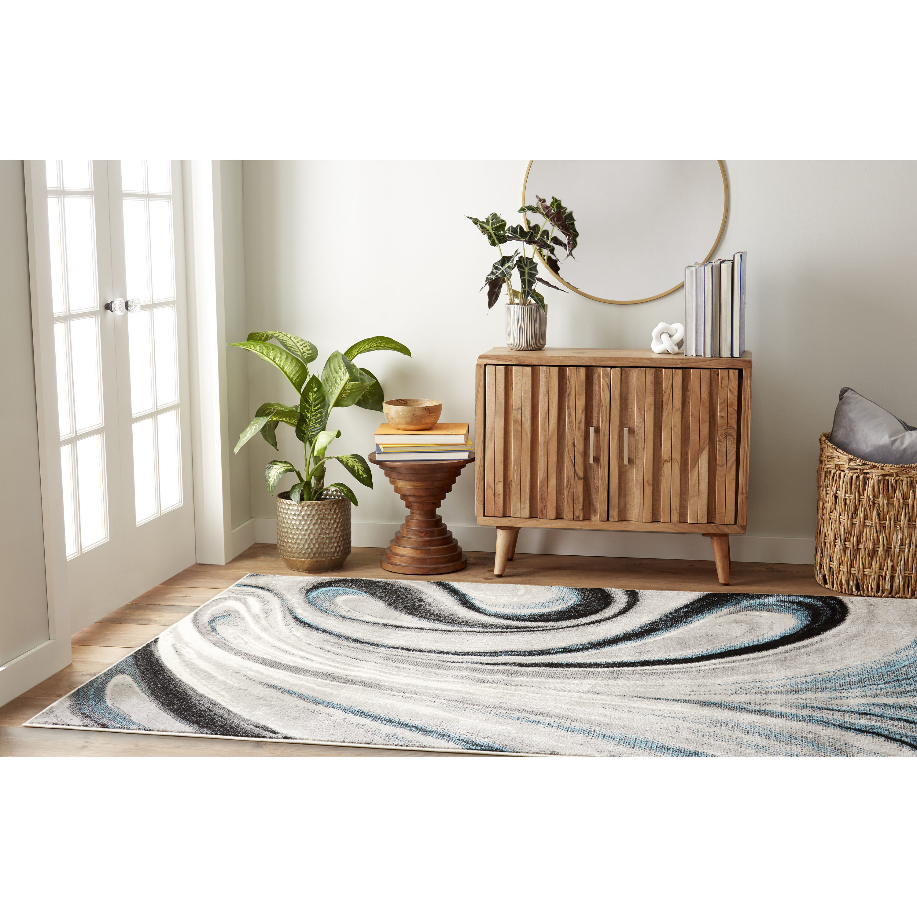 Boho Odette Blue and Gray Abstract 8' x 10' Tufted Area Rug