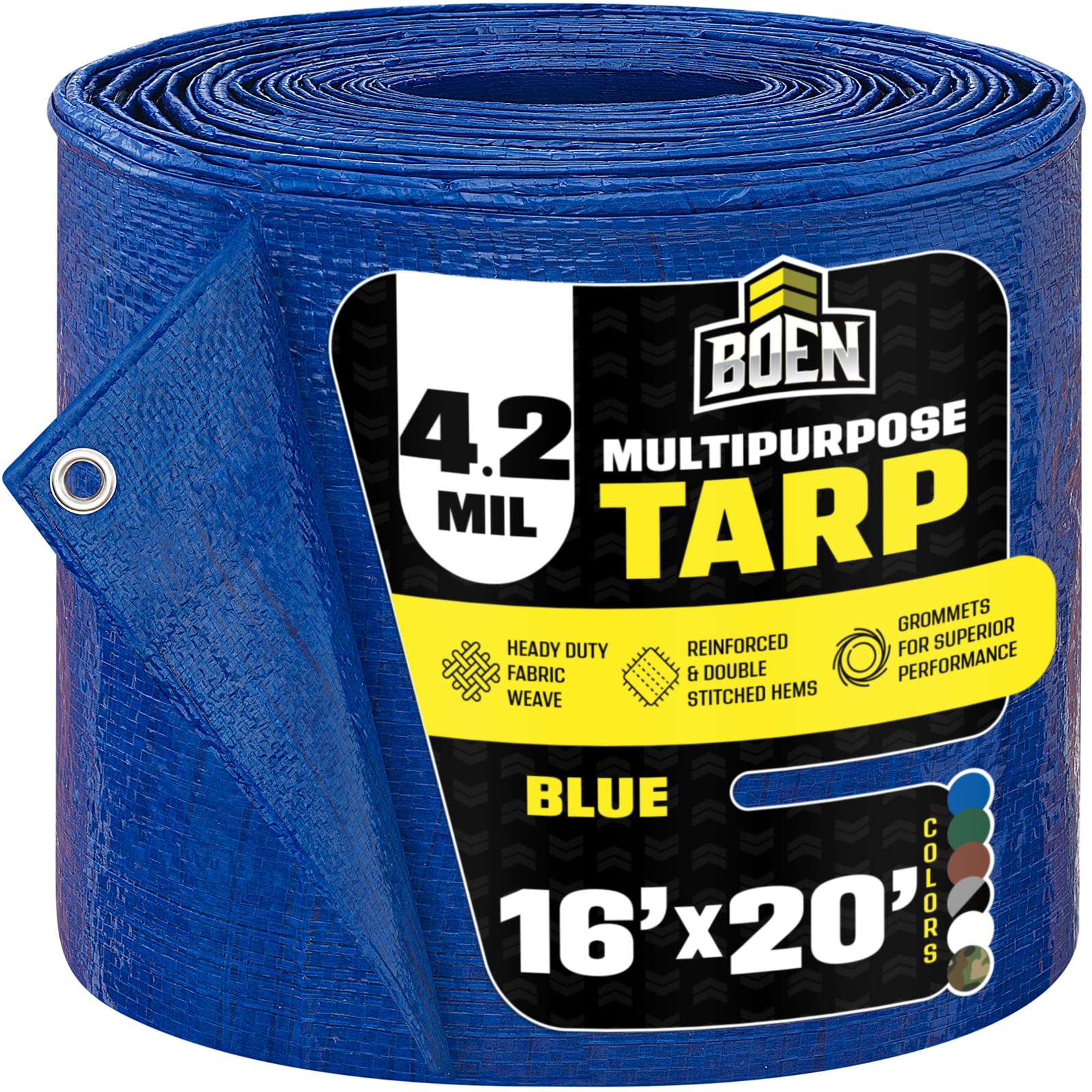 BOEN 16-ft x 20-ft Blue Water resistant Commercial Polyethylene 4.2-mil Tarp
