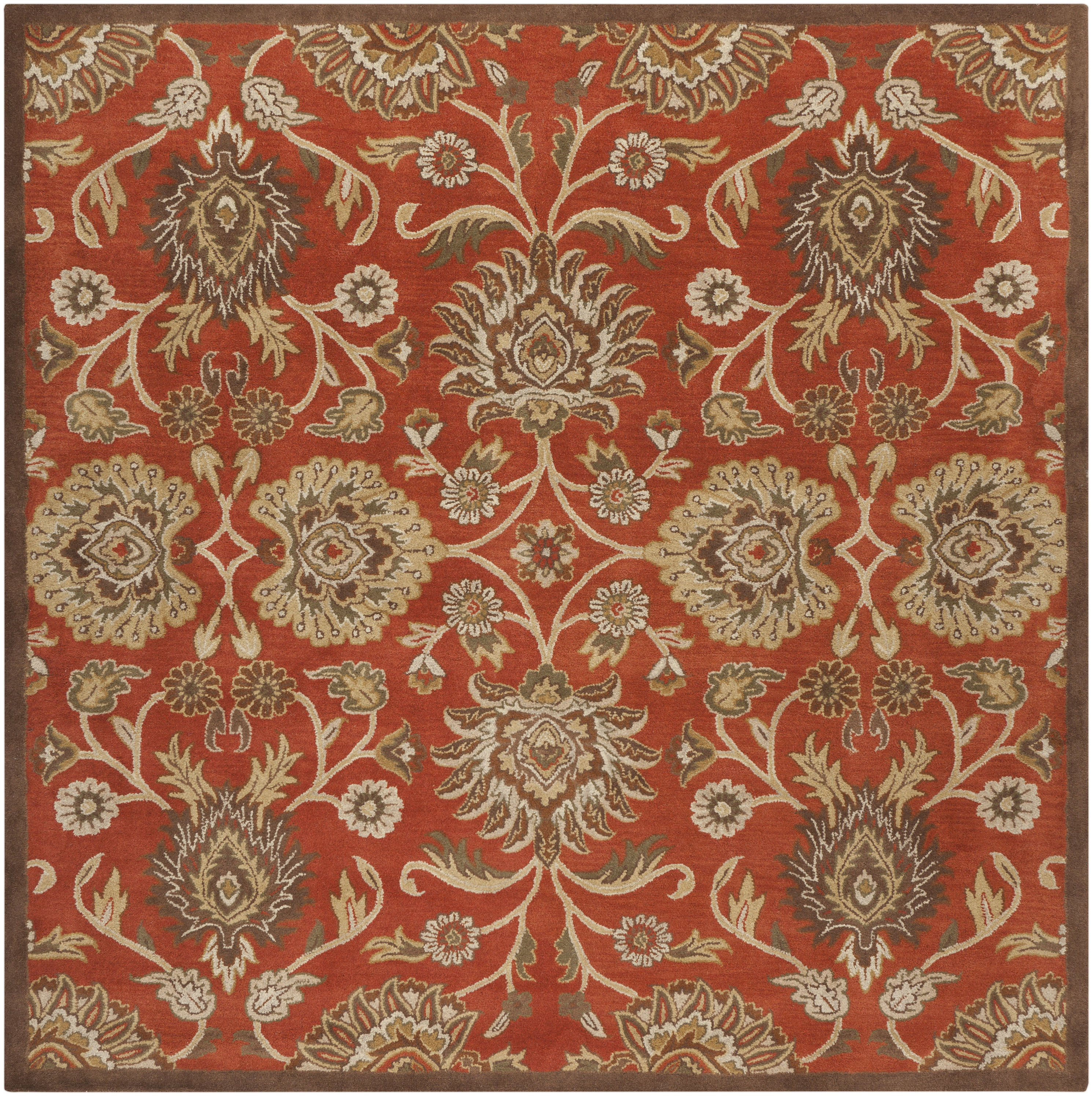 Surya Caesar 10 x 10 Wool Burnt Orange Square Indoor Border Oriental ...