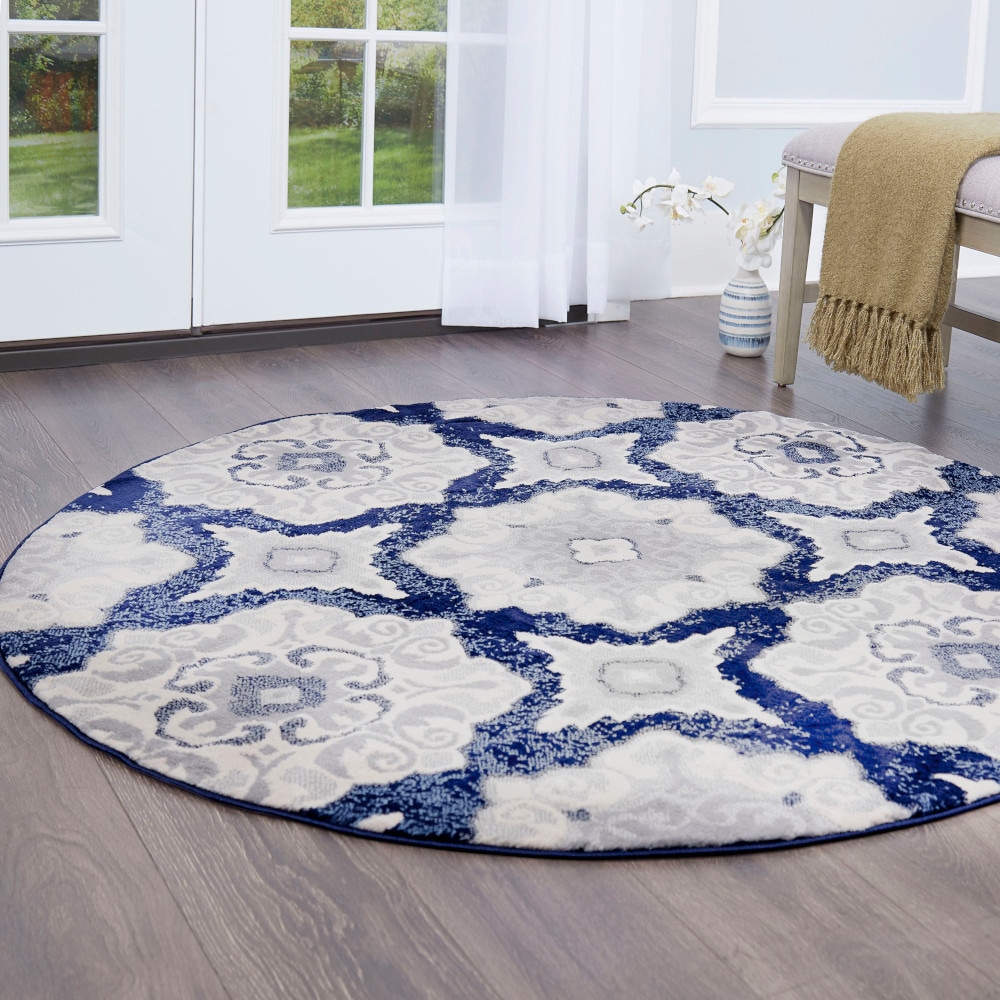 Home Dynamix 6R-HD5145-300 Tremont Salem 5 X 5 (ft) Navy Blue Round Indoor Medallion Bohemian/Eclectic Area Rug