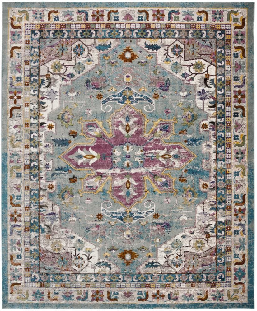 Safavieh ARA160G-8 Aria Jufti 8 x 10 (ft) Loomed Polypropylene Green/Creme Rectangular Indoor Distressed/Overdyed Vintage Area rug