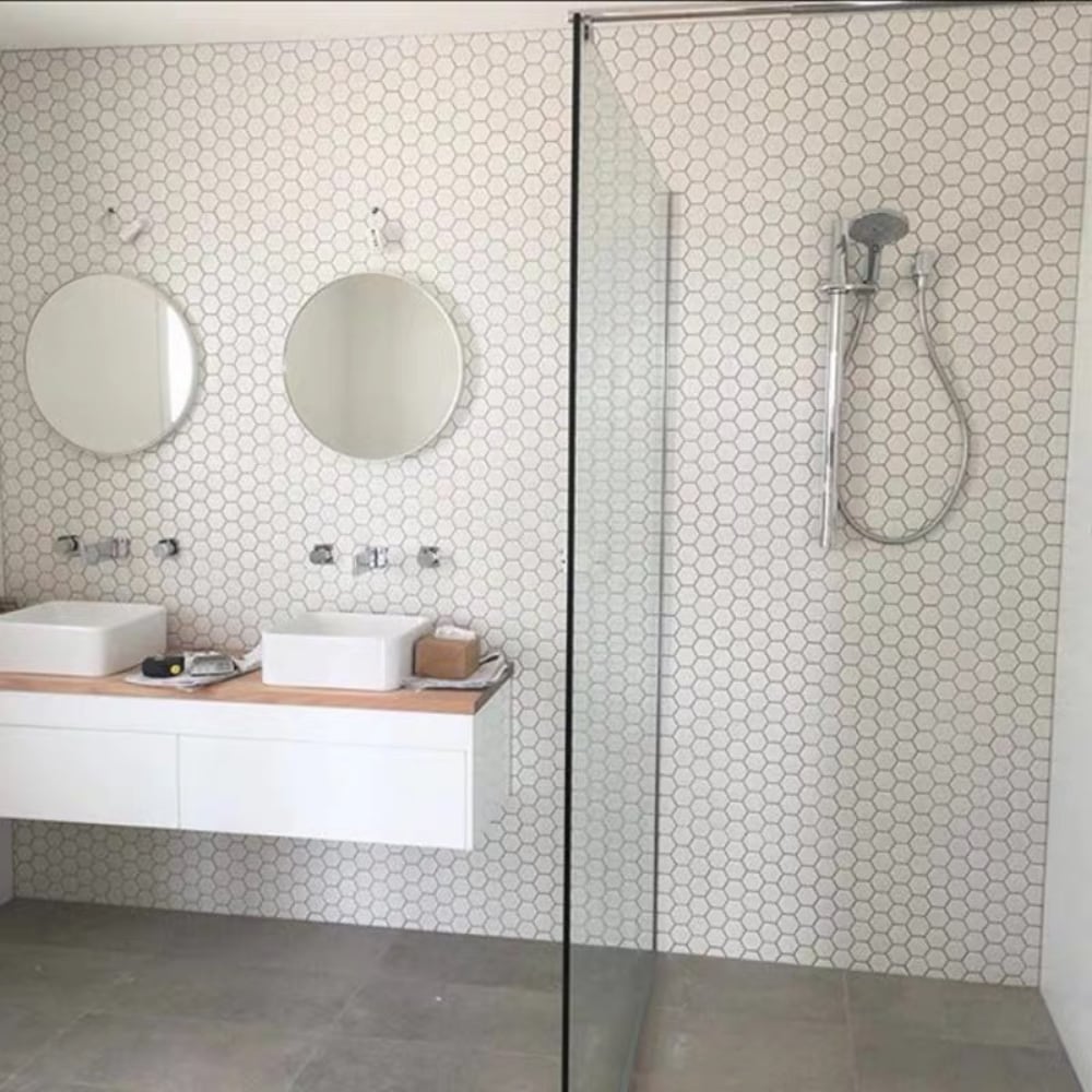 Honeycomb 12x12 White Porcelain Mosaic Tile Sheet