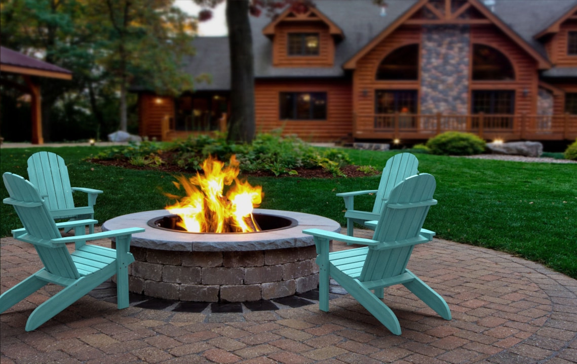 Blue Poly Lumber All-Weather Adirondack Chair with Arms