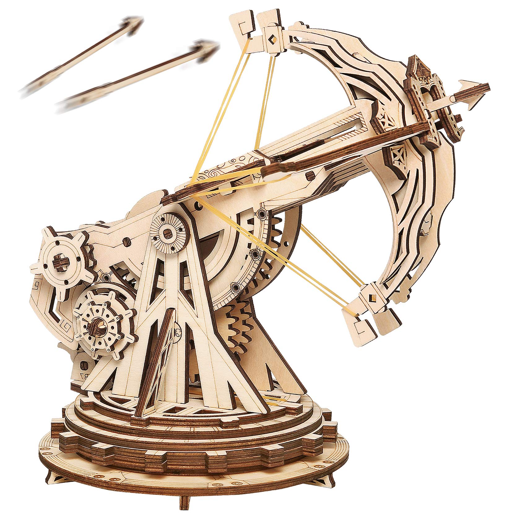 Etokfoks  3D Wooden Catapult Model Kit Mechanical Puzzle for Adults 1 Kit Precision Laser Cut Plywood Rotatable Launcher DIY Gift